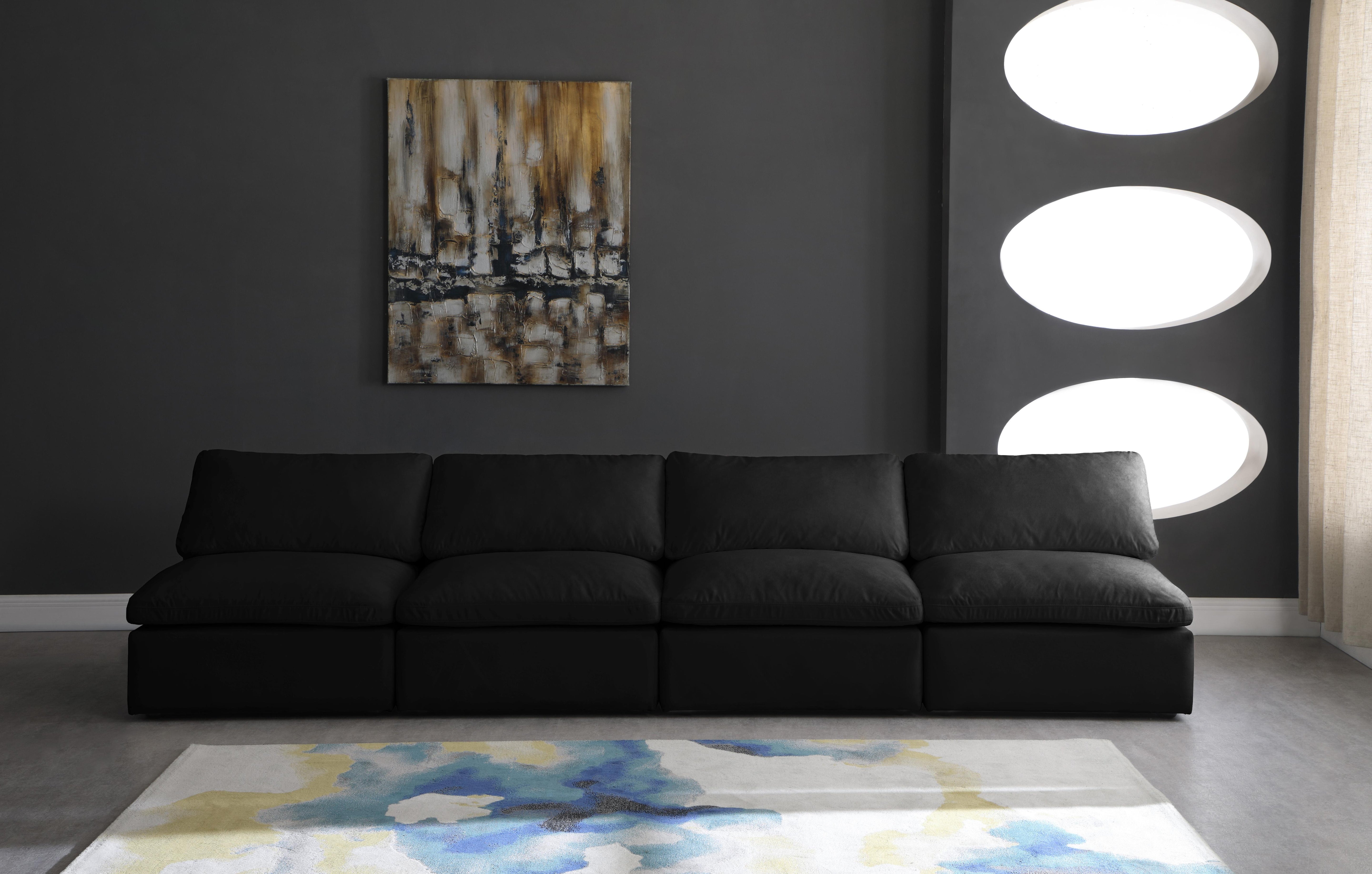 Plush Black Velvet Standard Cloud Modular Sofa - Luxury Home Furniture (MI)