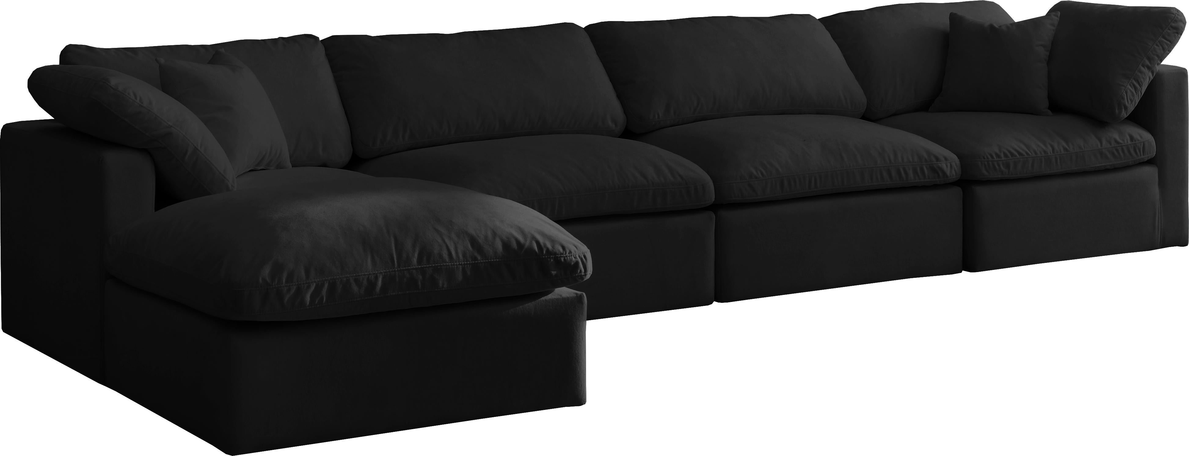 Plush Black Velvet Standard Cloud Modular Sectional - Luxury Home Furniture (MI)