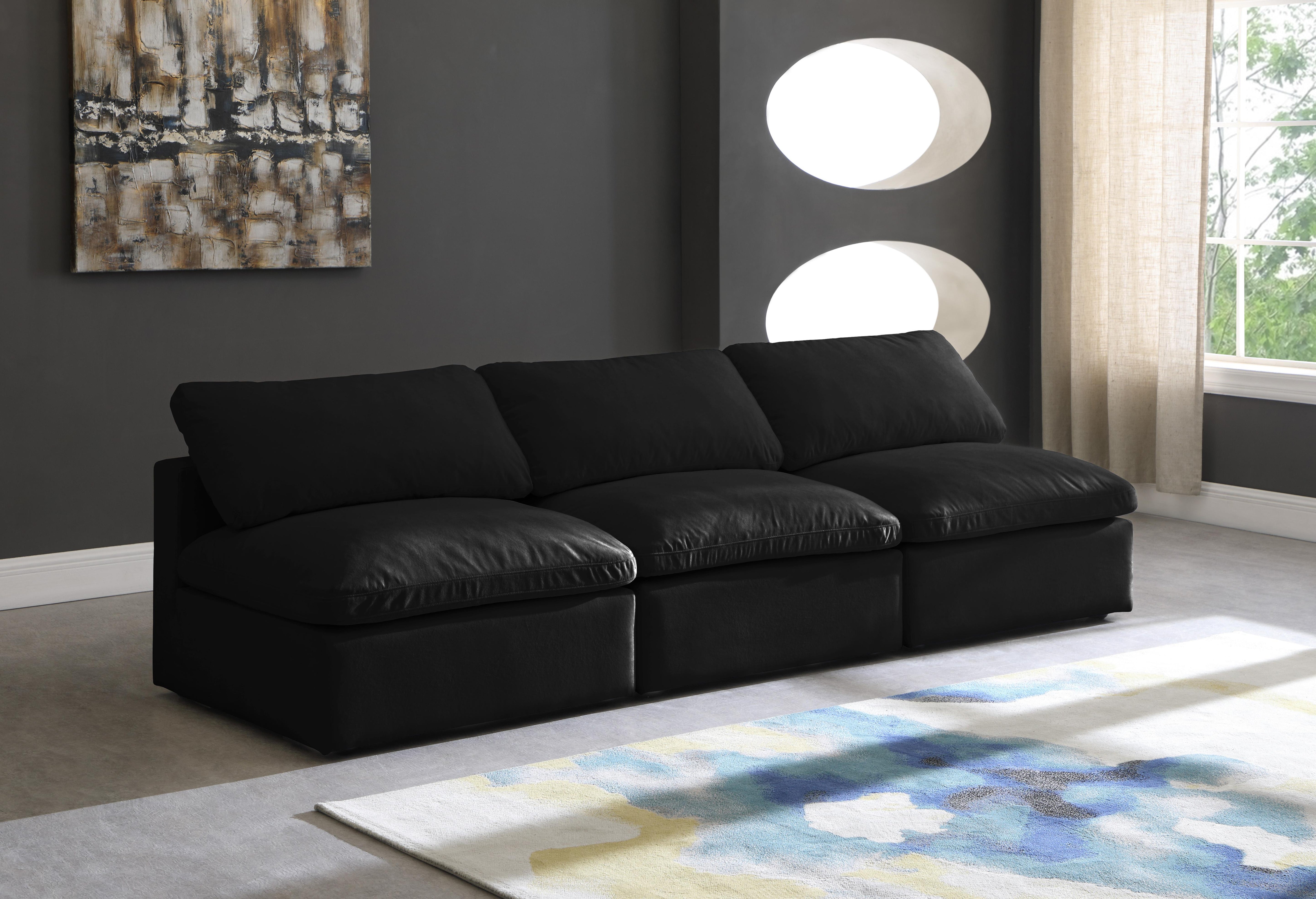 Plush Black Velvet Standard Cloud Modular Sofa - Luxury Home Furniture (MI)