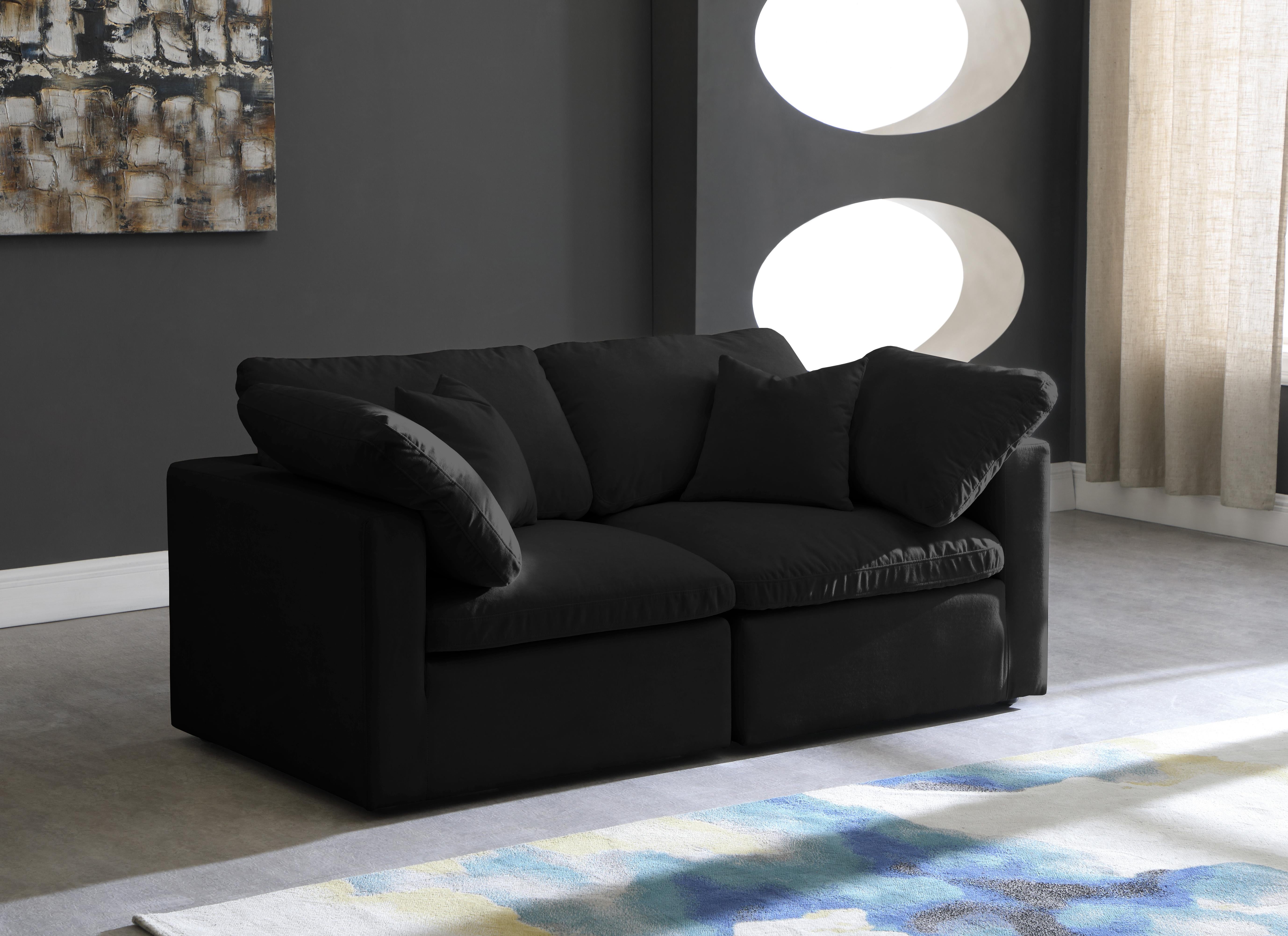 Plush Black Velvet Standard Cloud Modular Sofa - Luxury Home Furniture (MI)