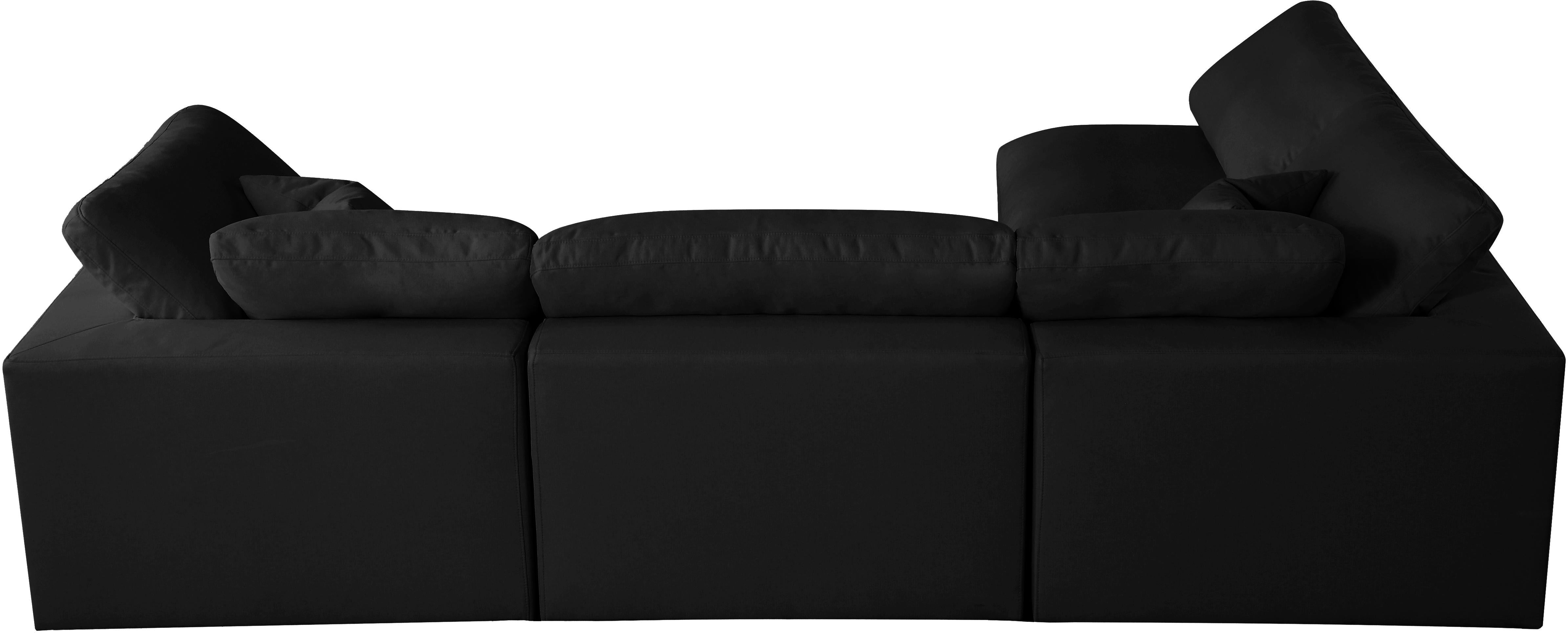 Plush Black Velvet Standard Cloud Modular Sectional - Luxury Home Furniture (MI)