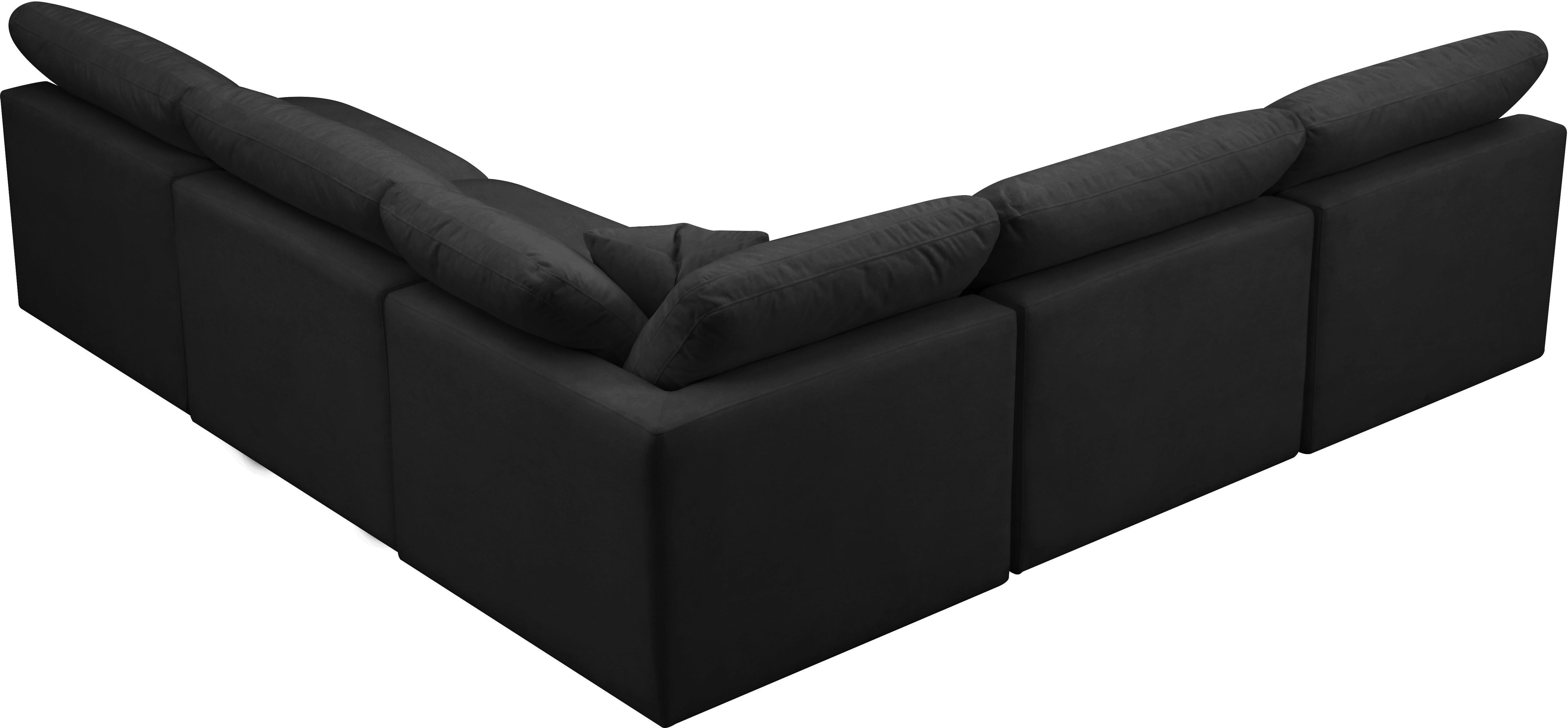 Plush Black Velvet Standard Cloud Modular Sectional - Luxury Home Furniture (MI)