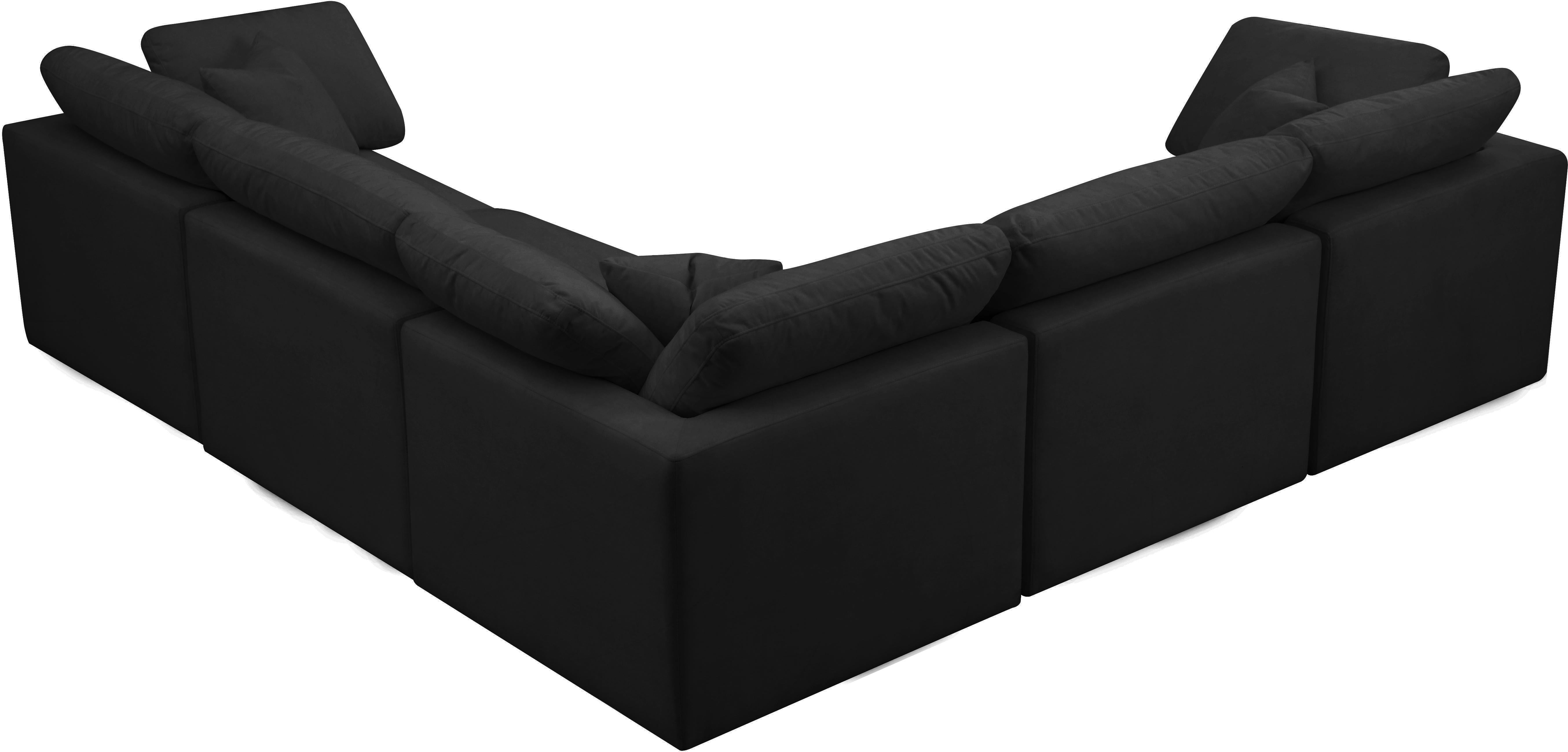 Plush Black Velvet Standard Cloud Modular Sectional - Luxury Home Furniture (MI)
