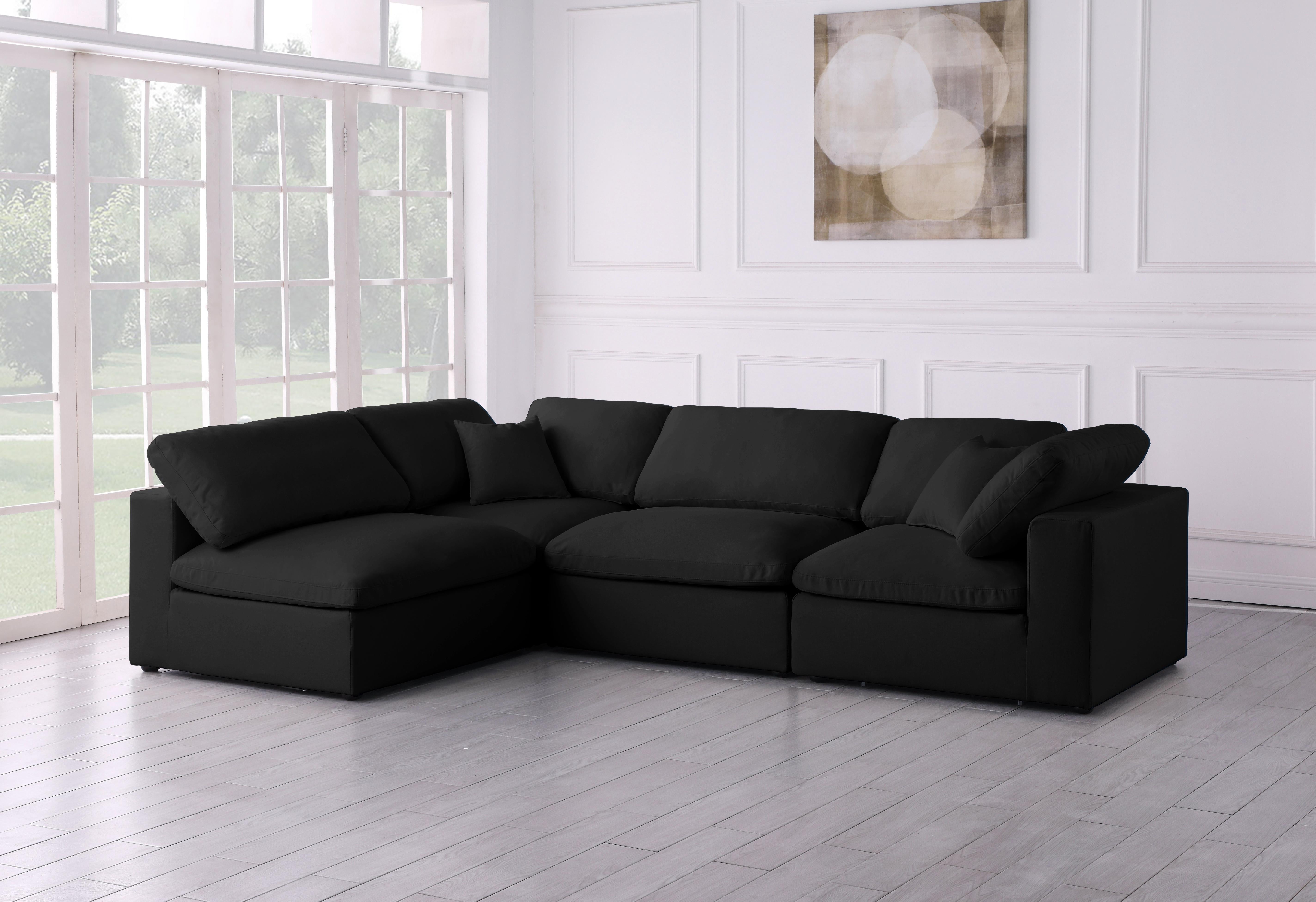 Plush Black Velvet Standard Cloud Modular Sectional - Luxury Home Furniture (MI)
