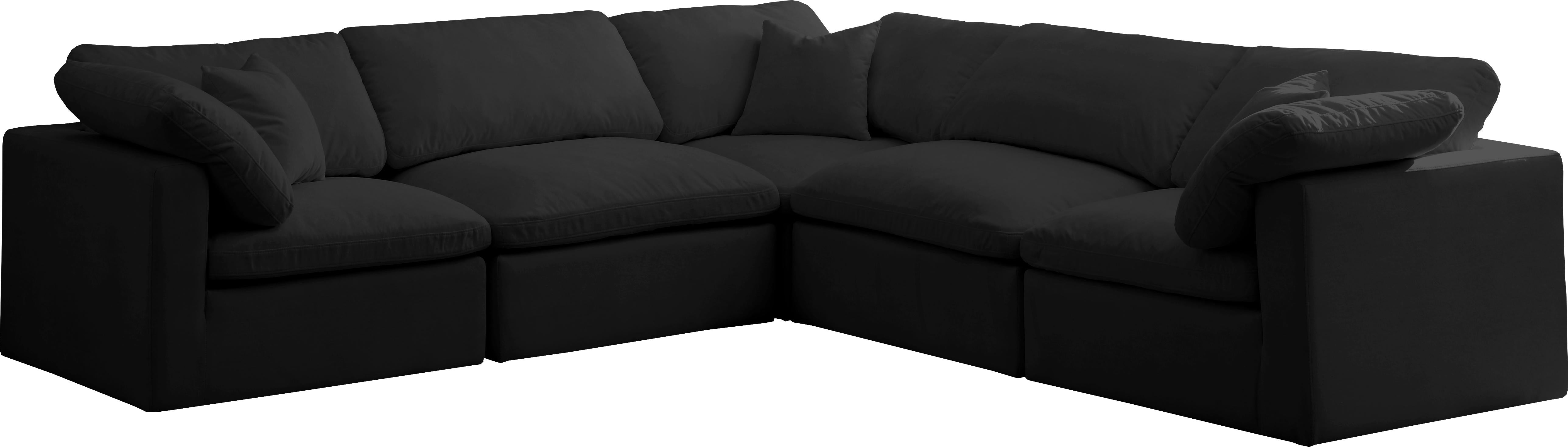 Plush Black Velvet Standard Cloud Modular Sectional - Luxury Home Furniture (MI)