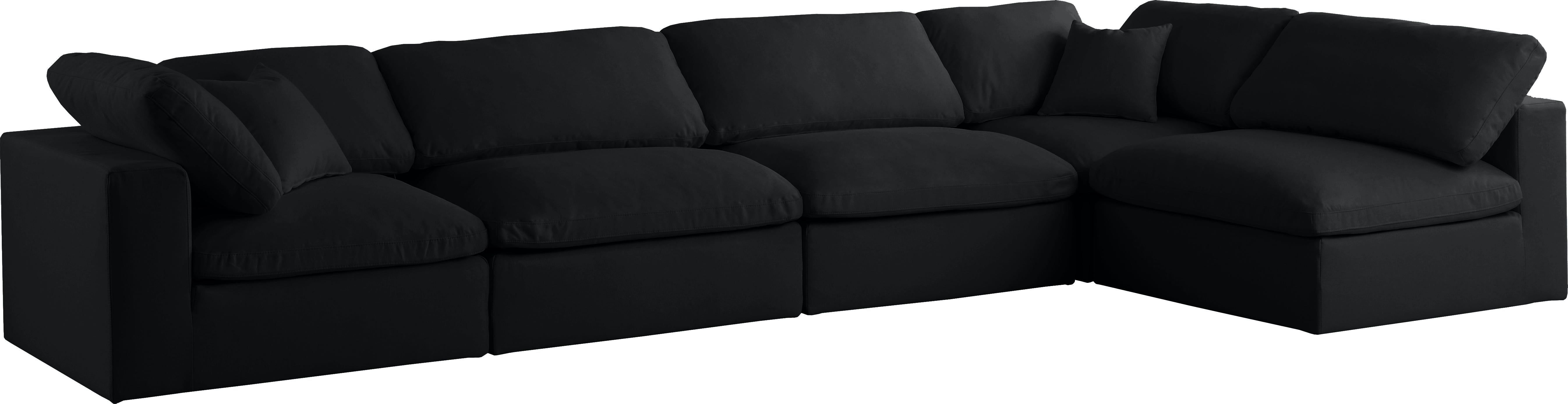 Plush Black Velvet Standard Cloud Modular Sectional - Luxury Home Furniture (MI)