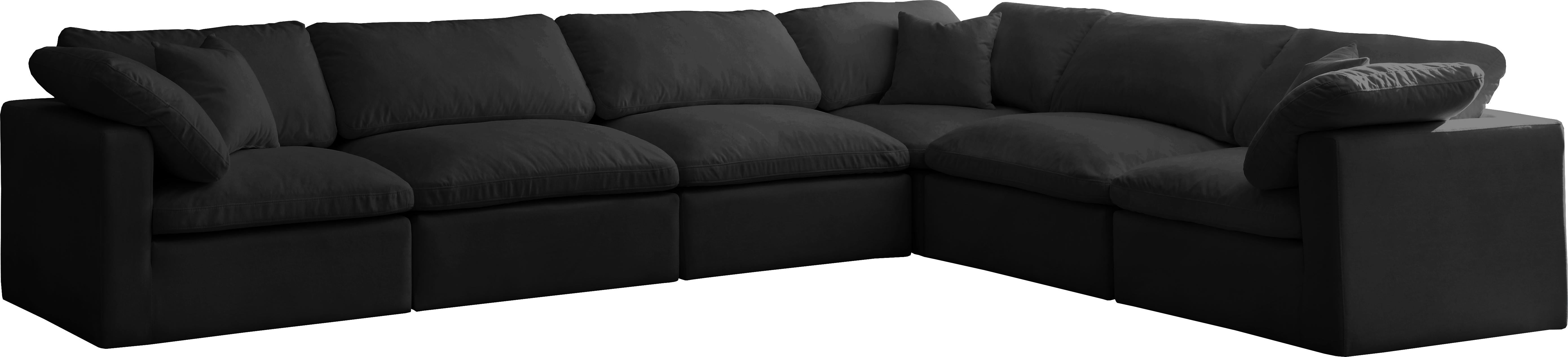 Plush Black Velvet Standard Cloud Modular Sectional - Luxury Home Furniture (MI)