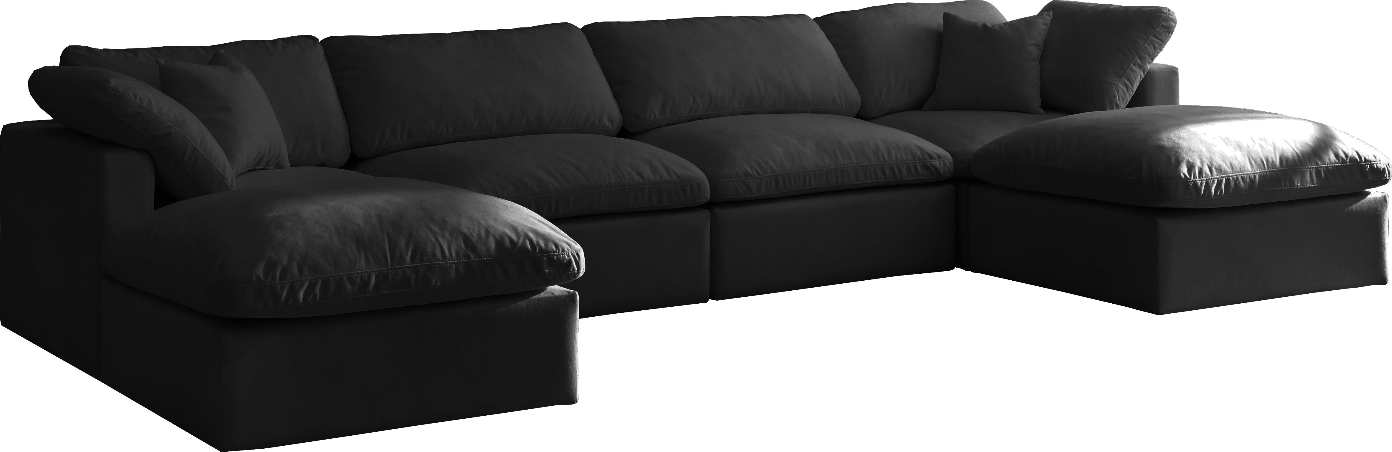 Plush Black Velvet Standard Cloud Modular Sectional - Luxury Home Furniture (MI)