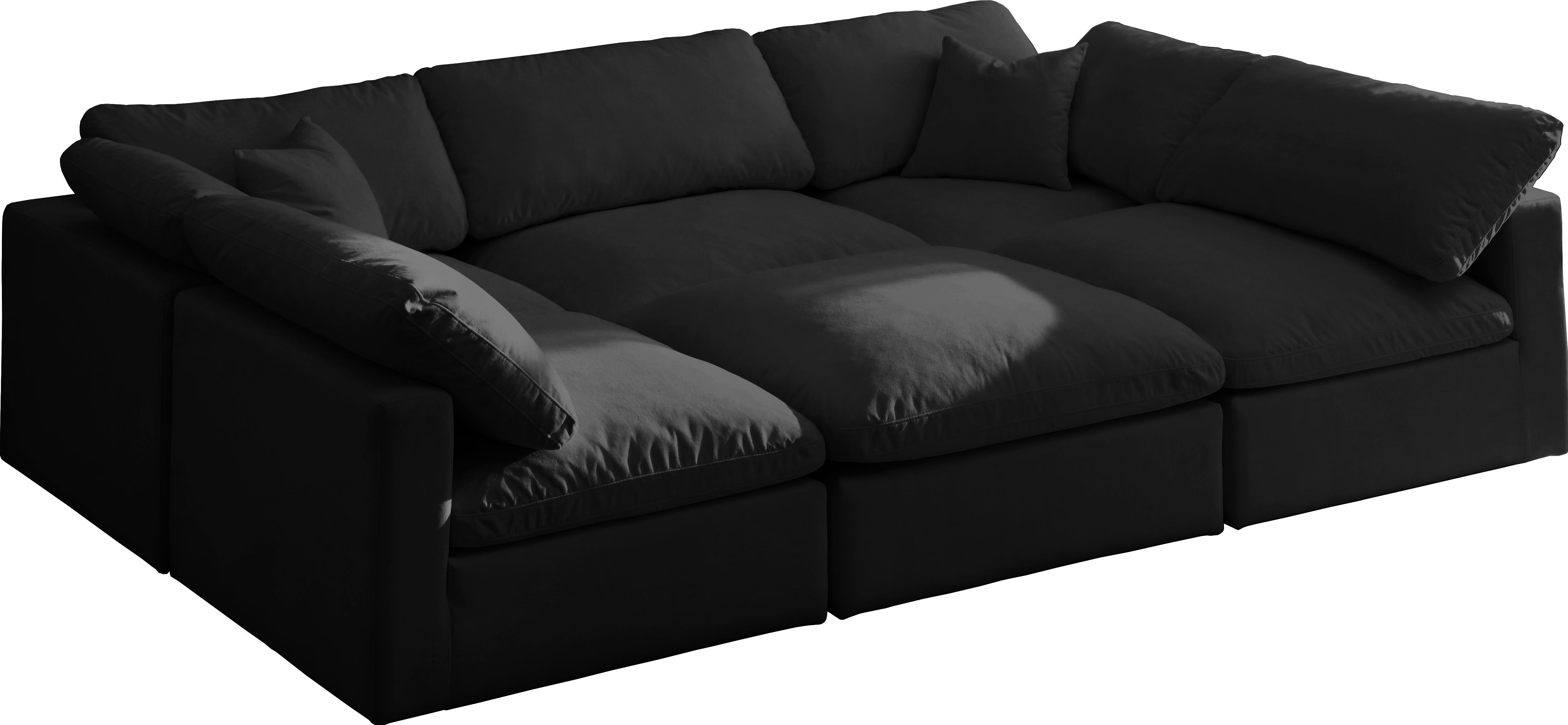 Plush Black Velvet Standard Cloud Modular Sectional - Luxury Home Furniture (MI)