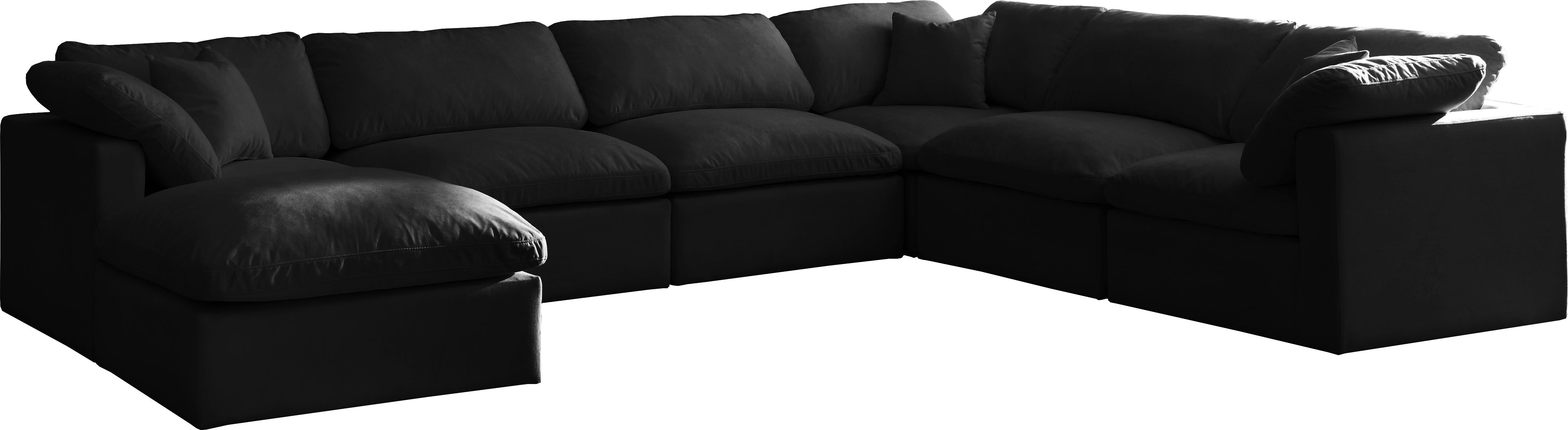 Plush Black Velvet Standard Cloud Modular Sectional - Luxury Home Furniture (MI)