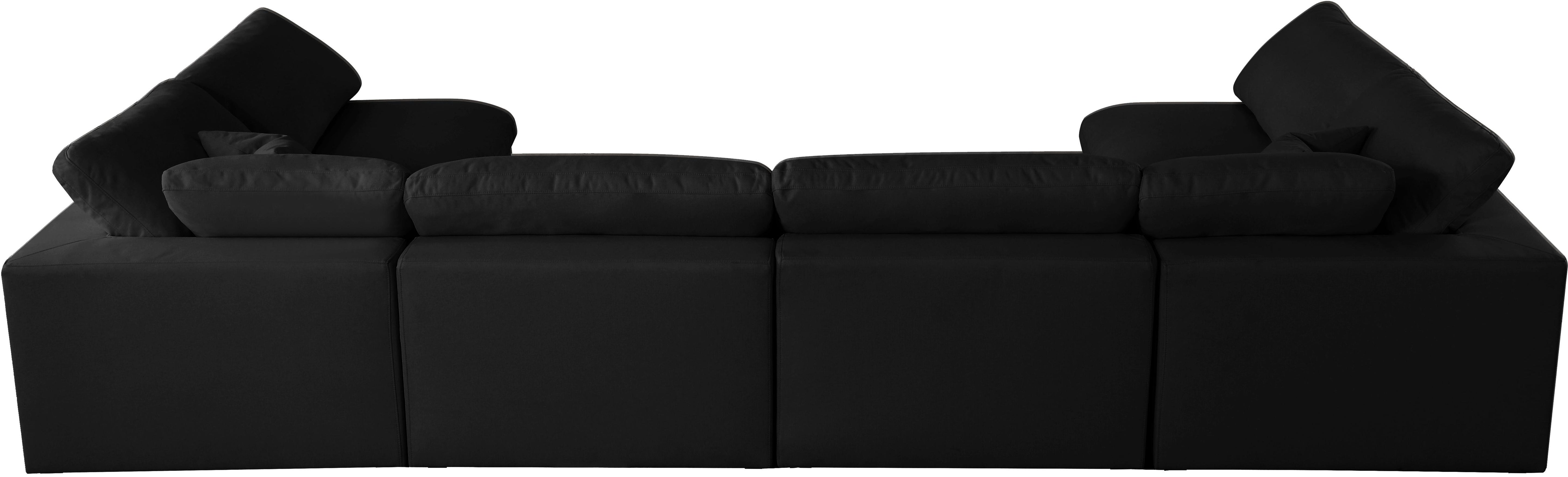 Plush Black Velvet Standard Cloud Modular Sectional - Luxury Home Furniture (MI)