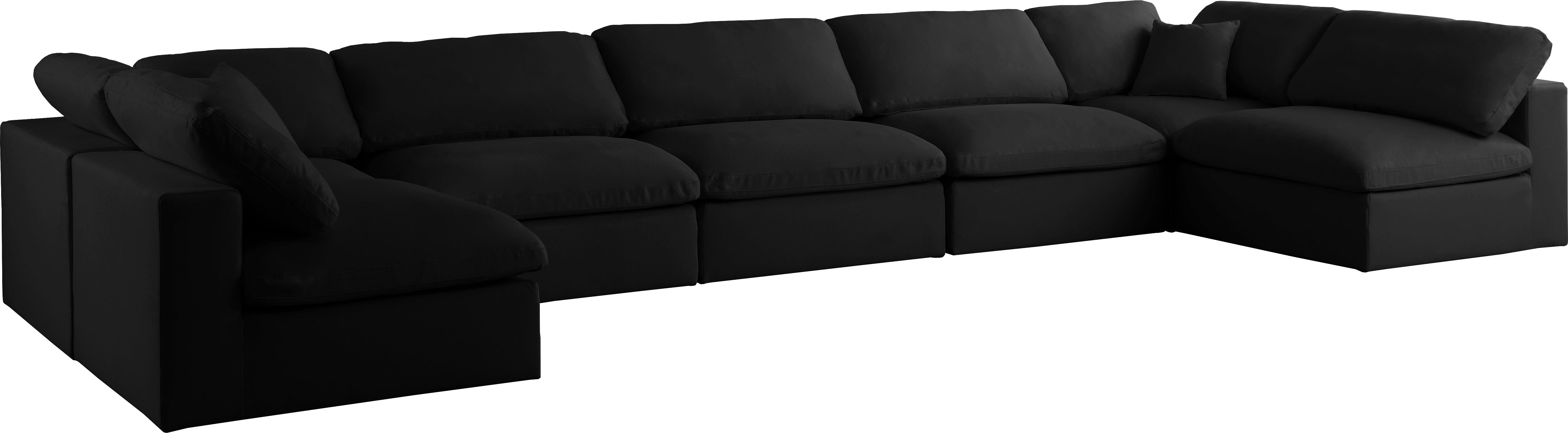 Plush Black Velvet Standard Cloud Modular Sectional - Luxury Home Furniture (MI)
