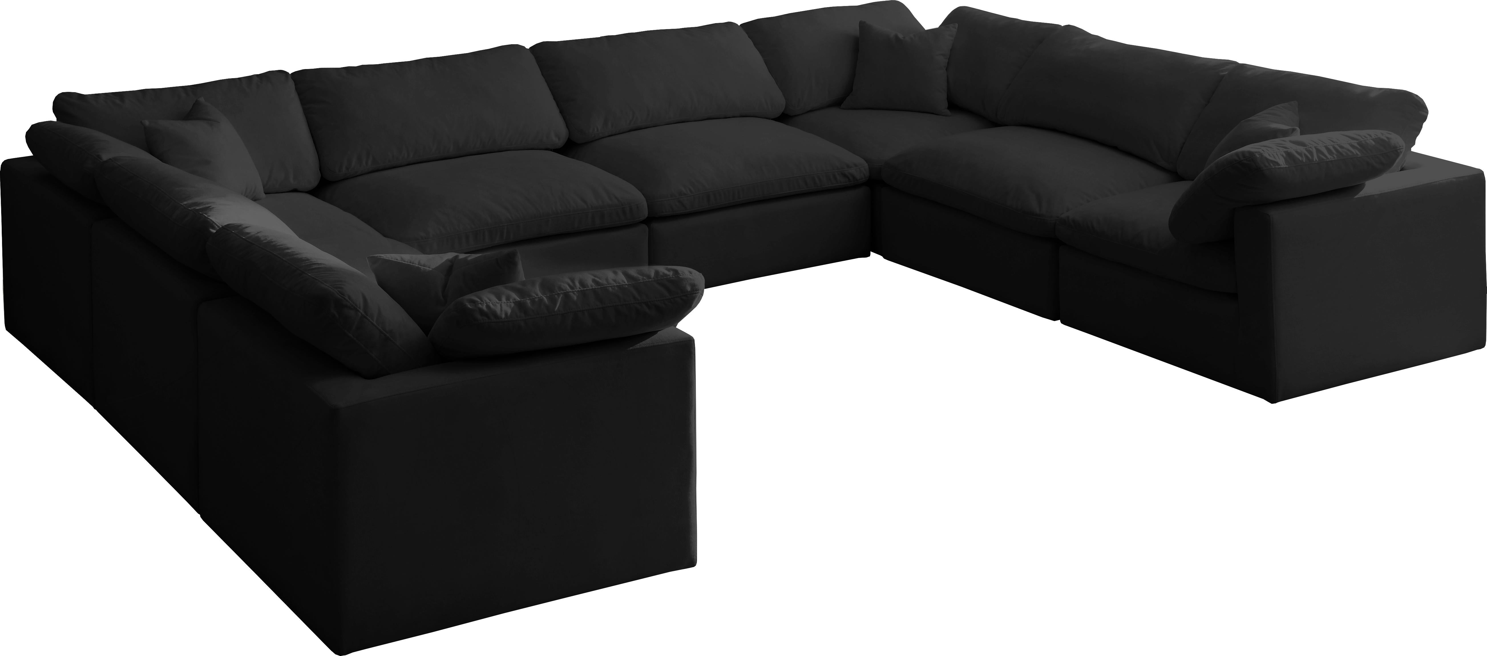 Plush Black Velvet Standard Cloud Modular Sectional - Luxury Home Furniture (MI)