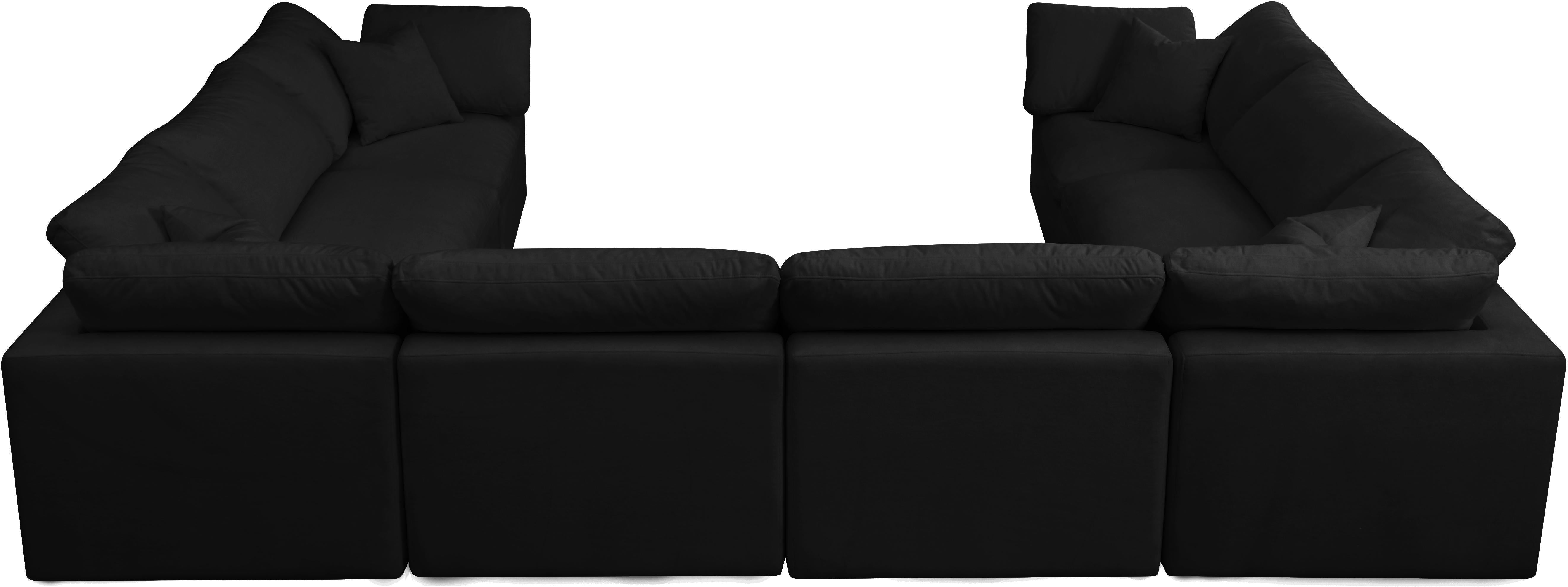 Plush Black Velvet Standard Cloud Modular Sectional - Luxury Home Furniture (MI)
