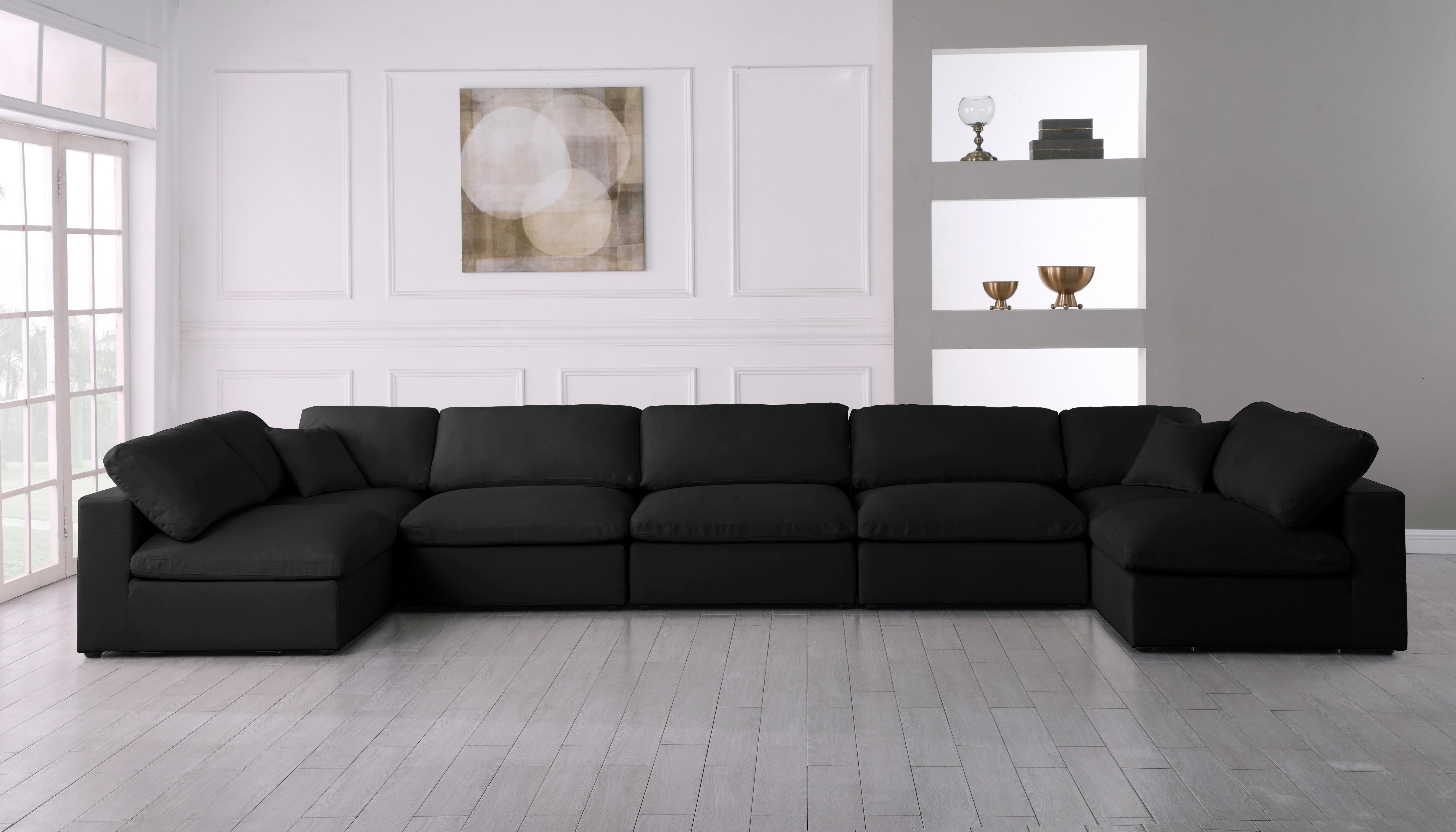 Plush Black Velvet Standard Cloud Modular Sectional - Luxury Home Furniture (MI)
