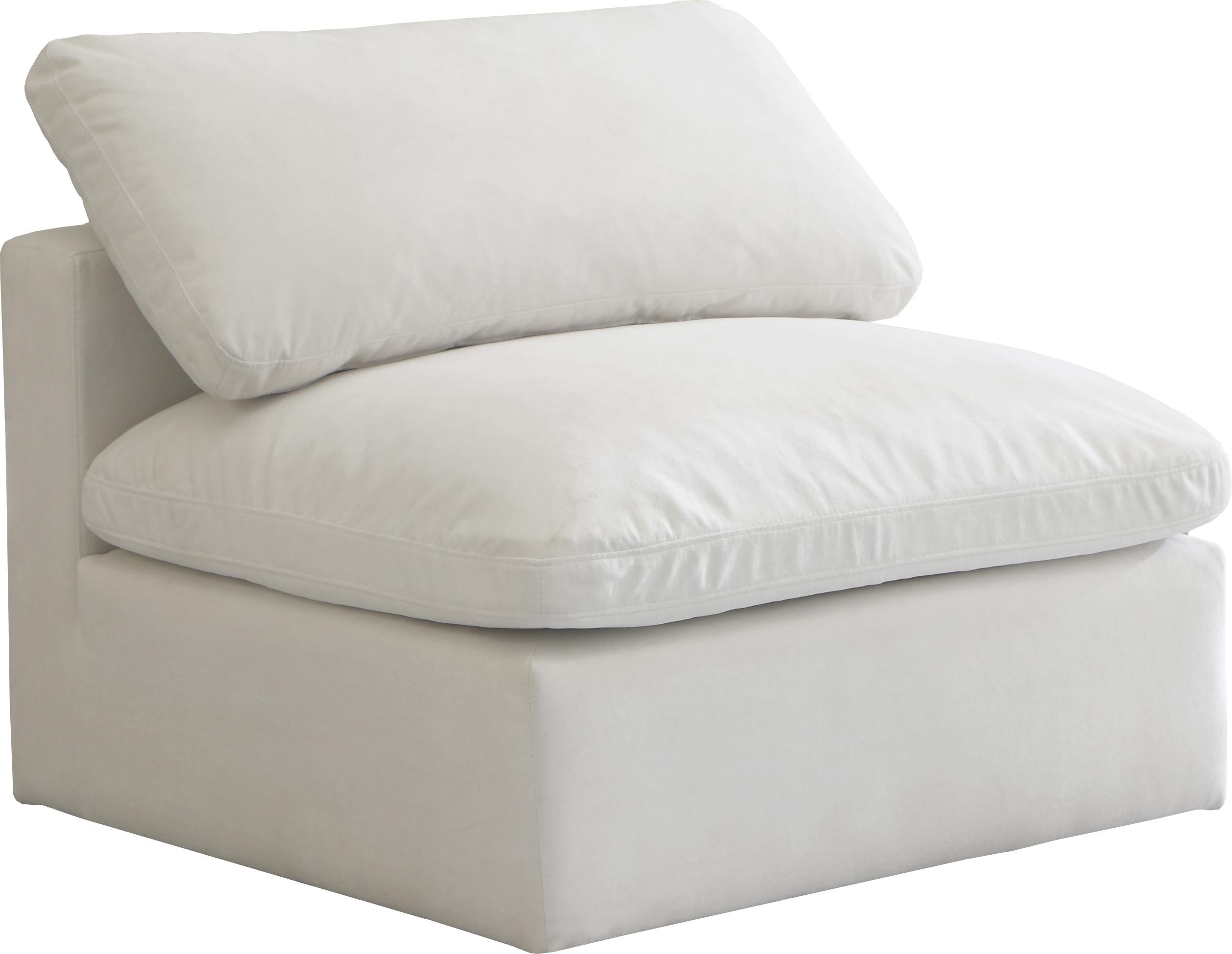 Plush Cream Velvet Standard Cloud Modular Armless Chair - Luxury Home Furniture (MI)