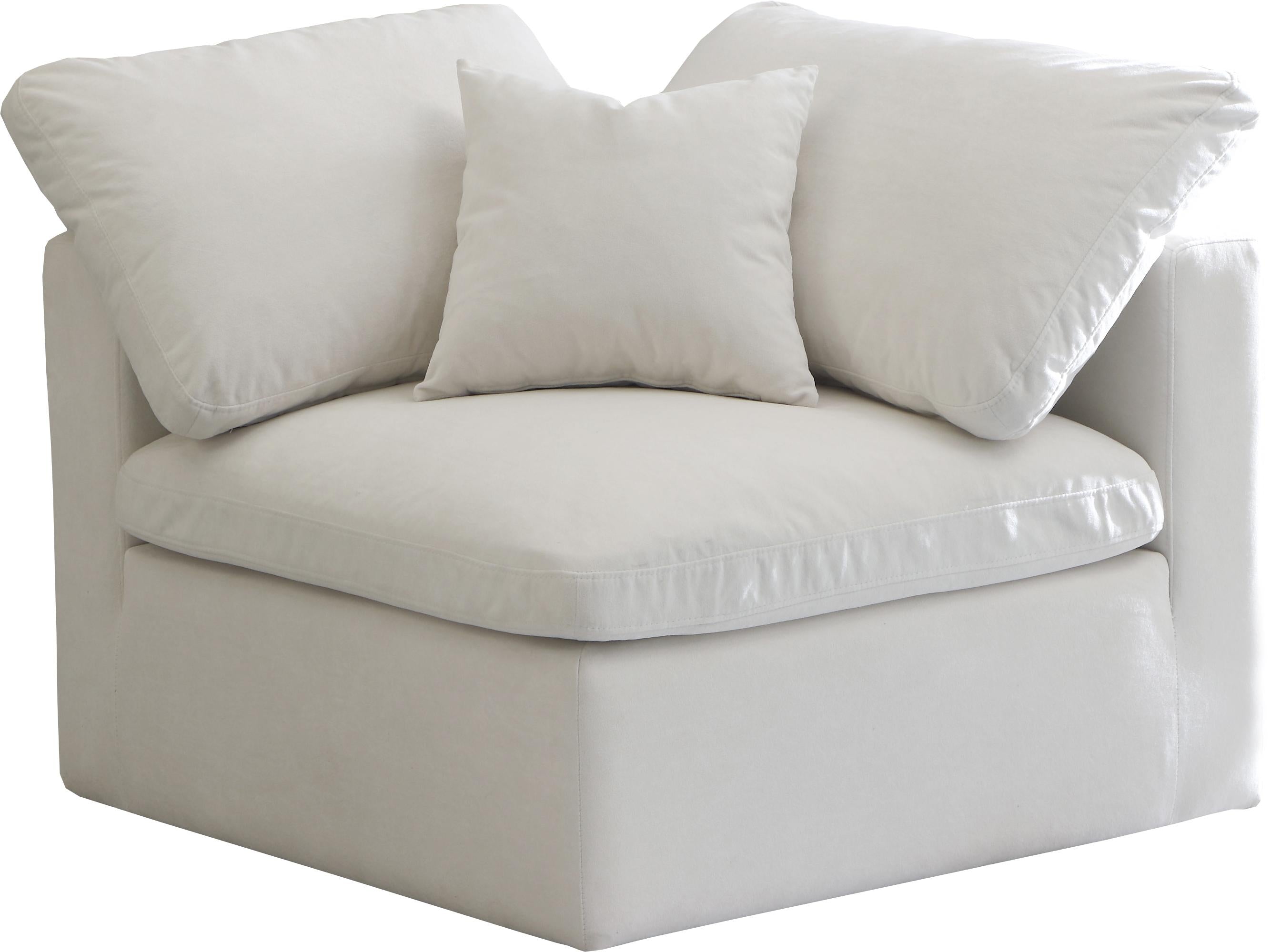 Plush Cream Velvet Standard Cloud Modular Corner Chair - Luxury Home Furniture (MI)