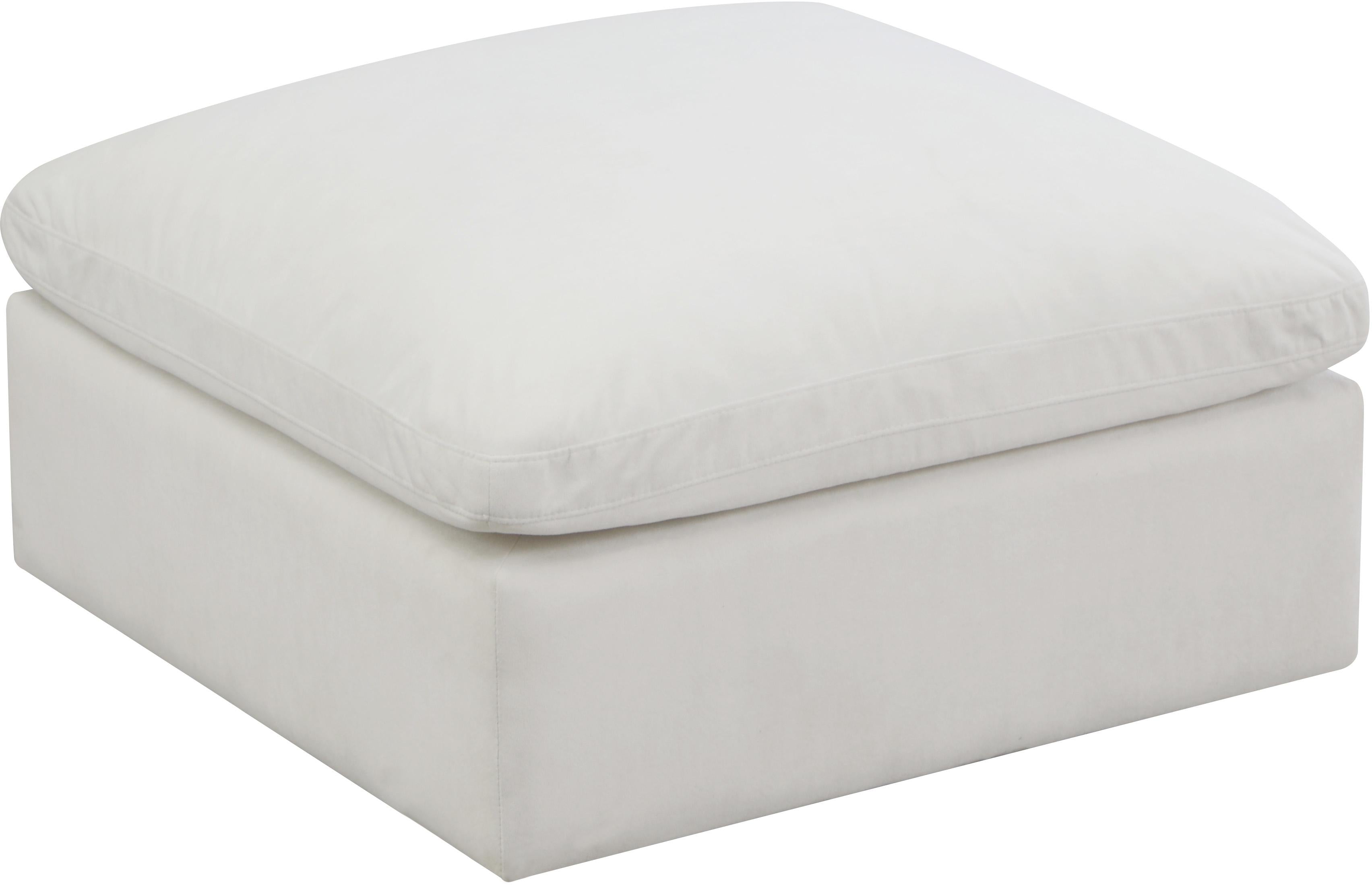 Plush Cream Velvet Standard Cloud Modular Ottoman - Luxury Home Furniture (MI)