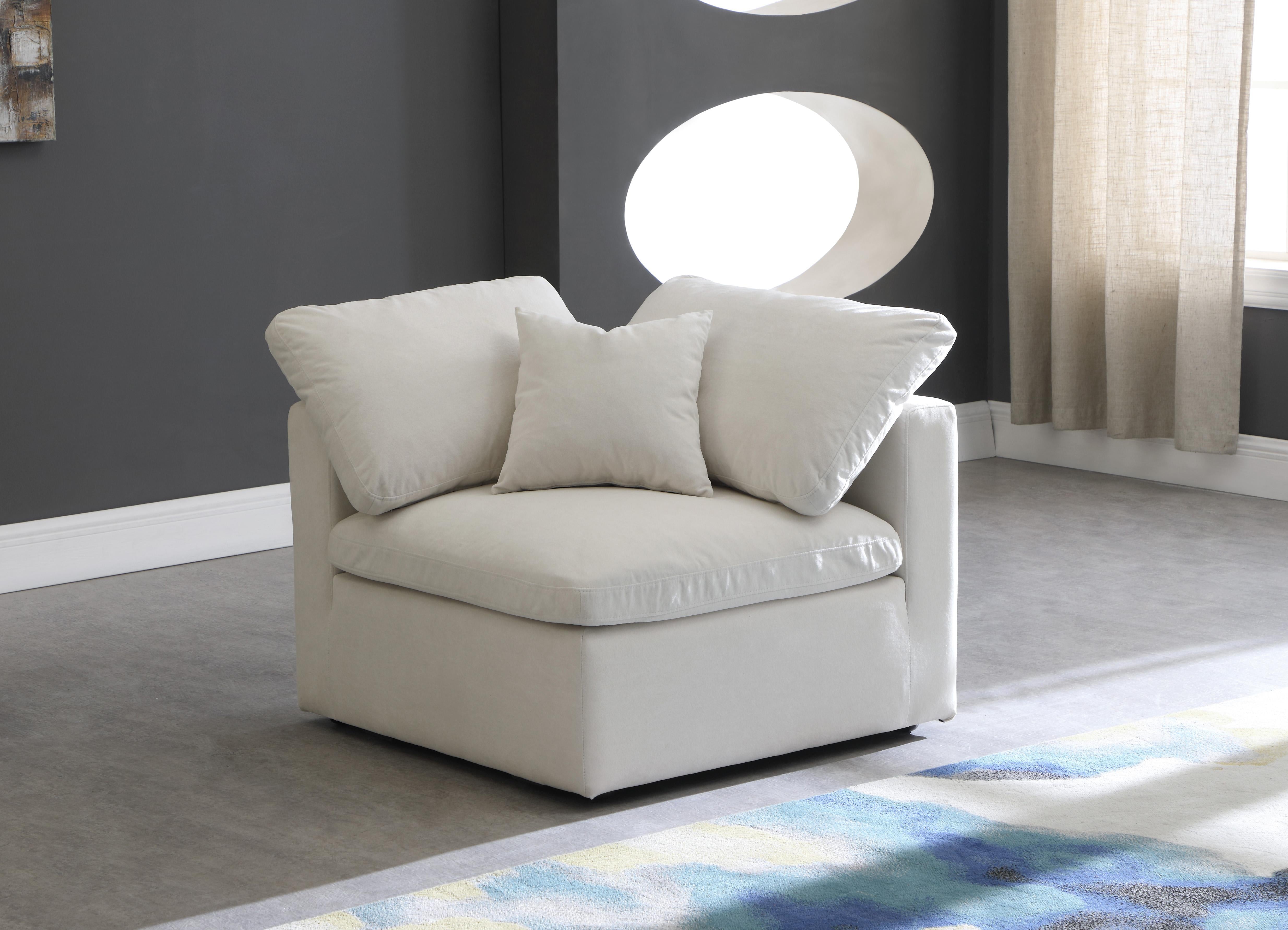 Plush Cream Velvet Standard Cloud Modular Corner Chair - Luxury Home Furniture (MI)