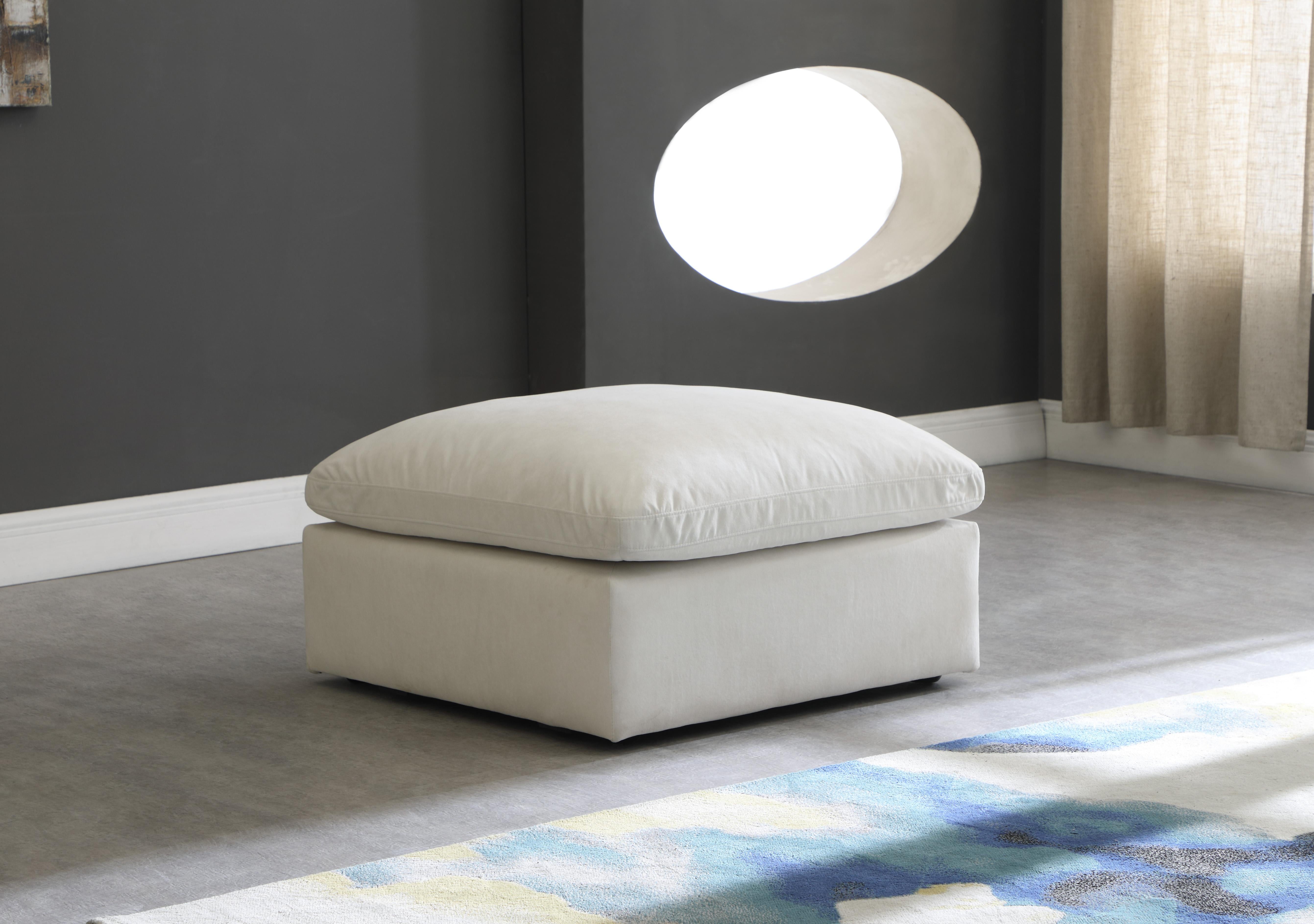 Plush Cream Velvet Standard Cloud Modular Ottoman - Luxury Home Furniture (MI)
