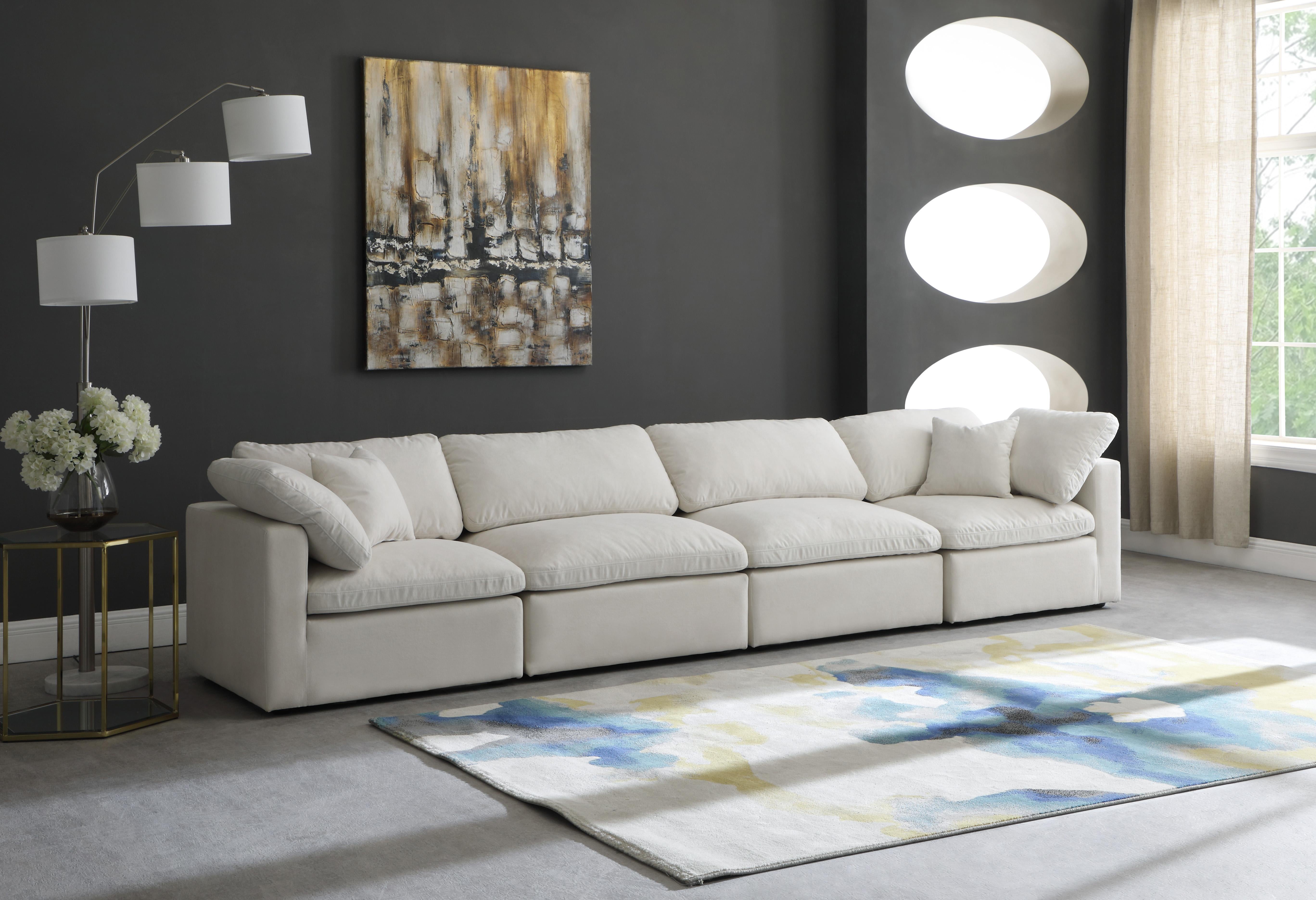 Plush Cream Velvet Standard Cloud Modular Sofa - Luxury Home Furniture (MI)