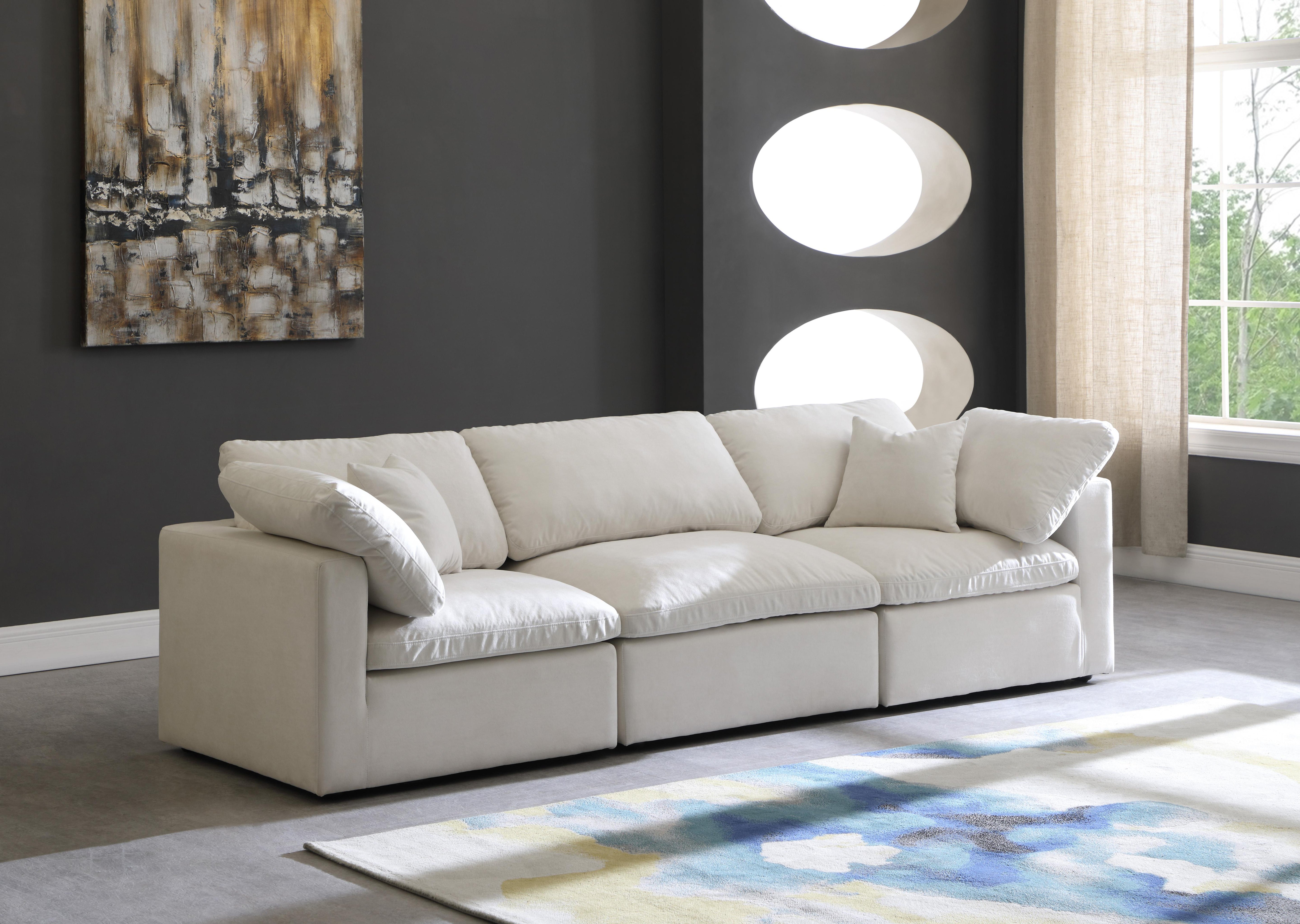 Plush Cream Velvet Standard Cloud Modular Sofa - Luxury Home Furniture (MI)