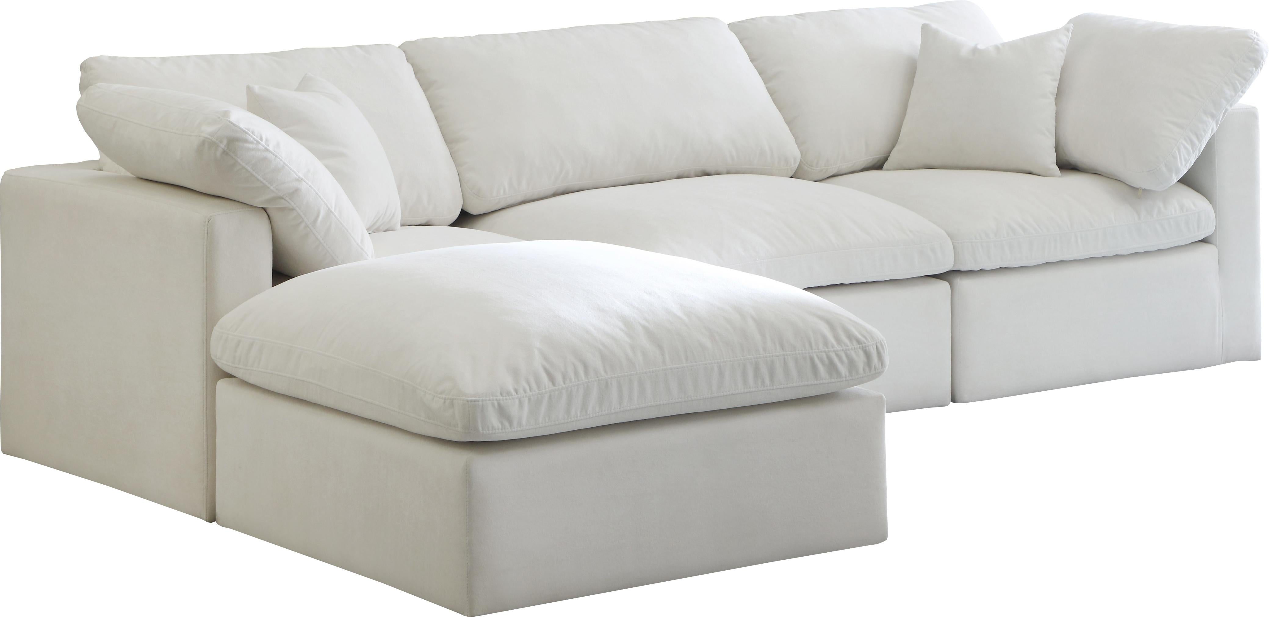 Plush Cream Velvet Standard Cloud Modular Sectional - Luxury Home Furniture (MI)