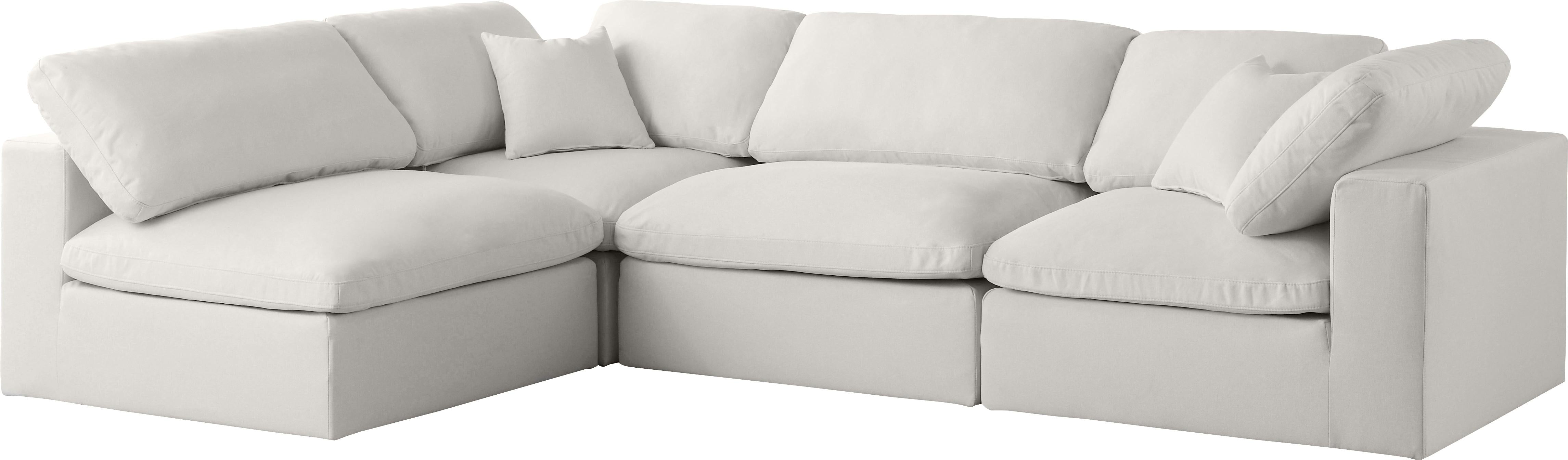 Plush Cream Velvet Standard Cloud Modular Sectional - Luxury Home Furniture (MI)