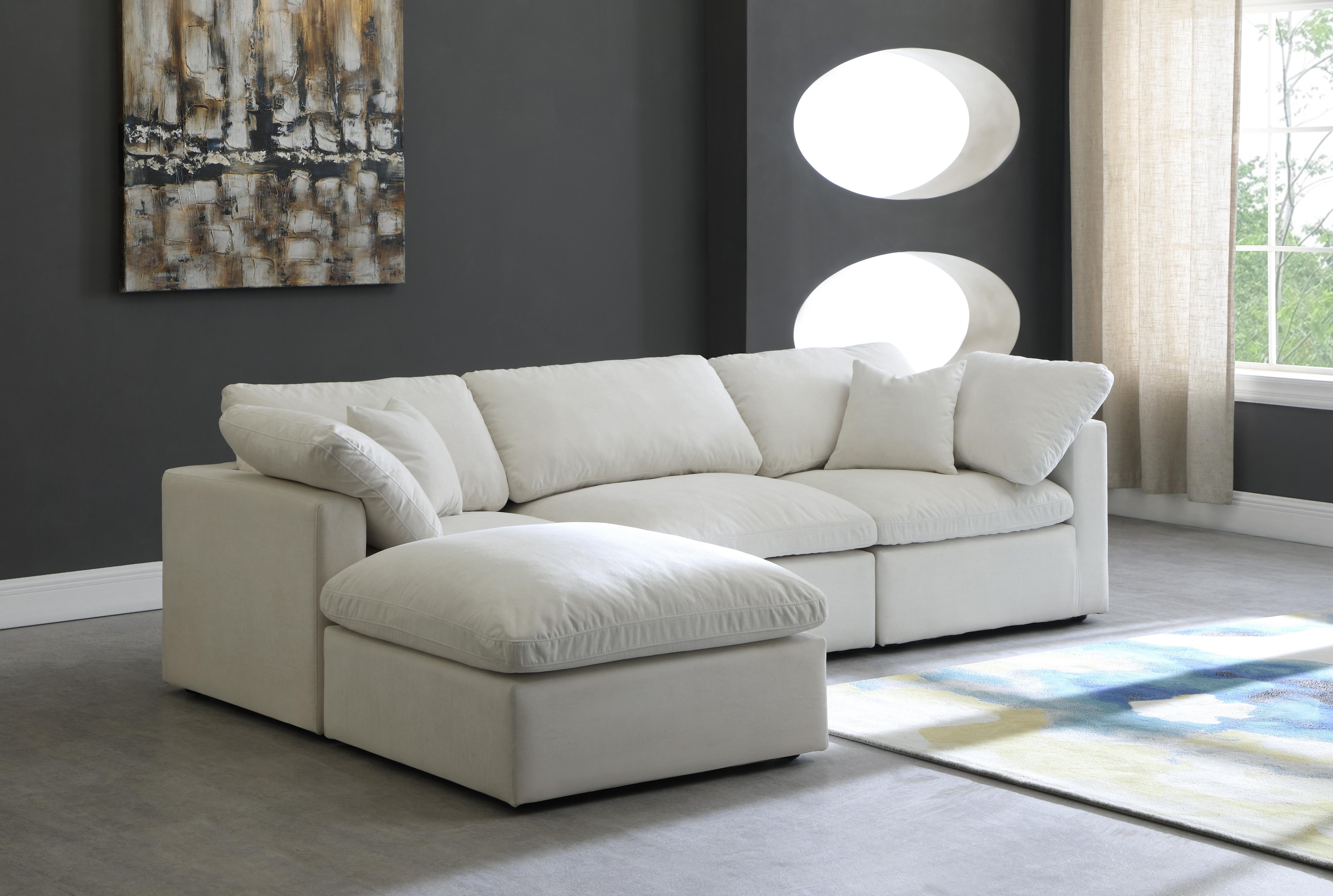 Plush Cream Velvet Standard Cloud Modular Sectional - Luxury Home Furniture (MI)