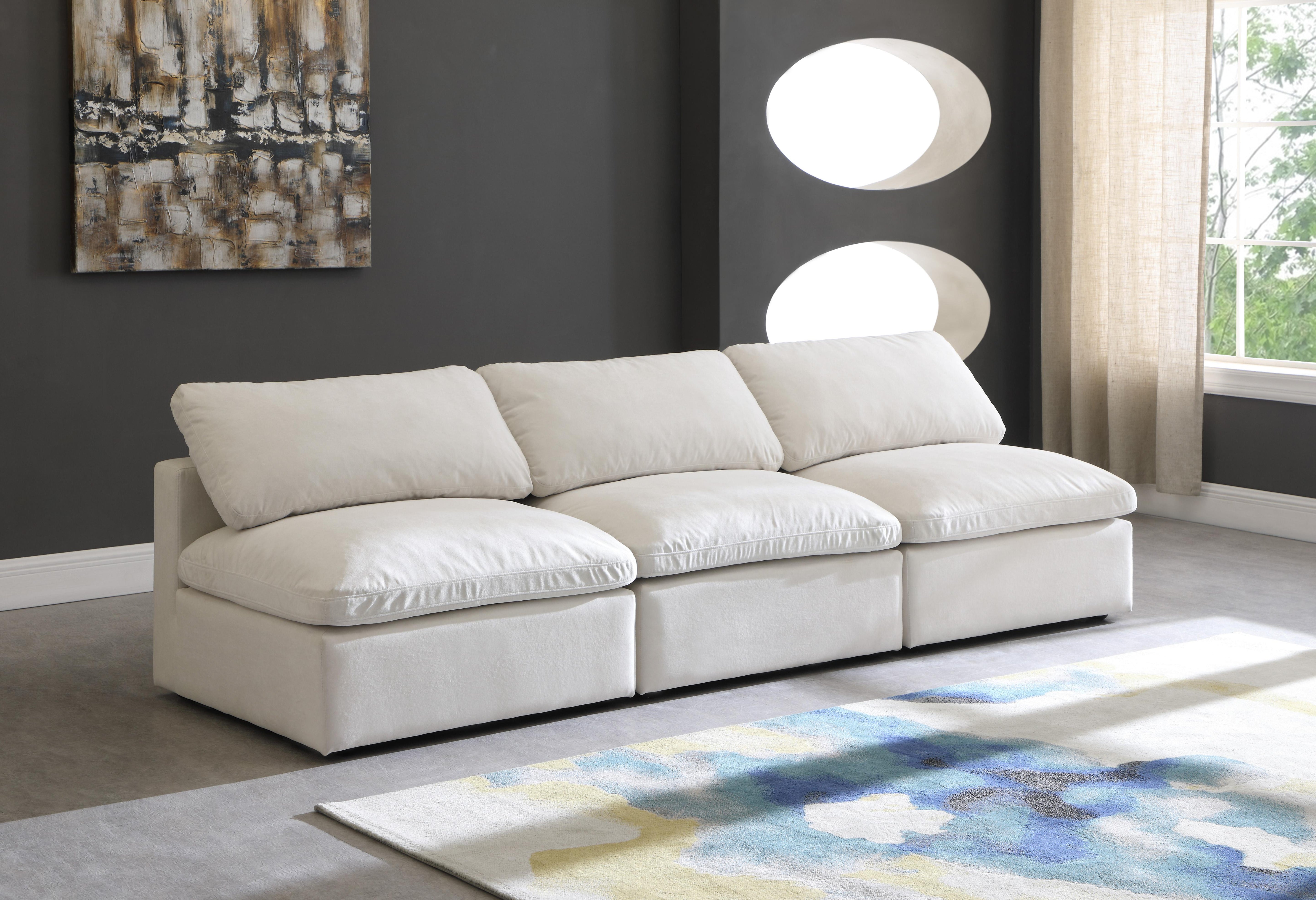 Plush Cream Velvet Standard Cloud Modular Sofa - Luxury Home Furniture (MI)