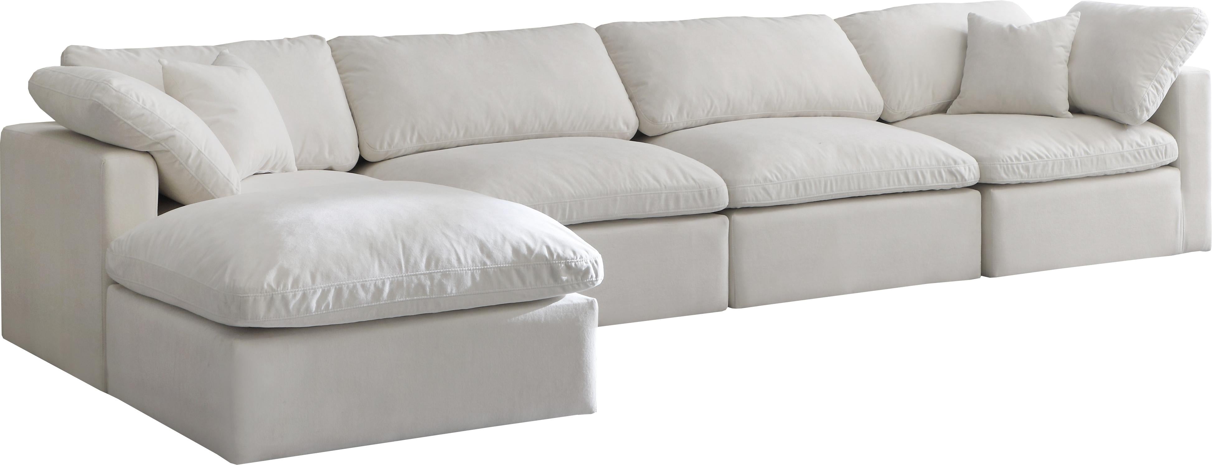 Plush Cream Velvet Standard Cloud Modular Sectional - Luxury Home Furniture (MI)