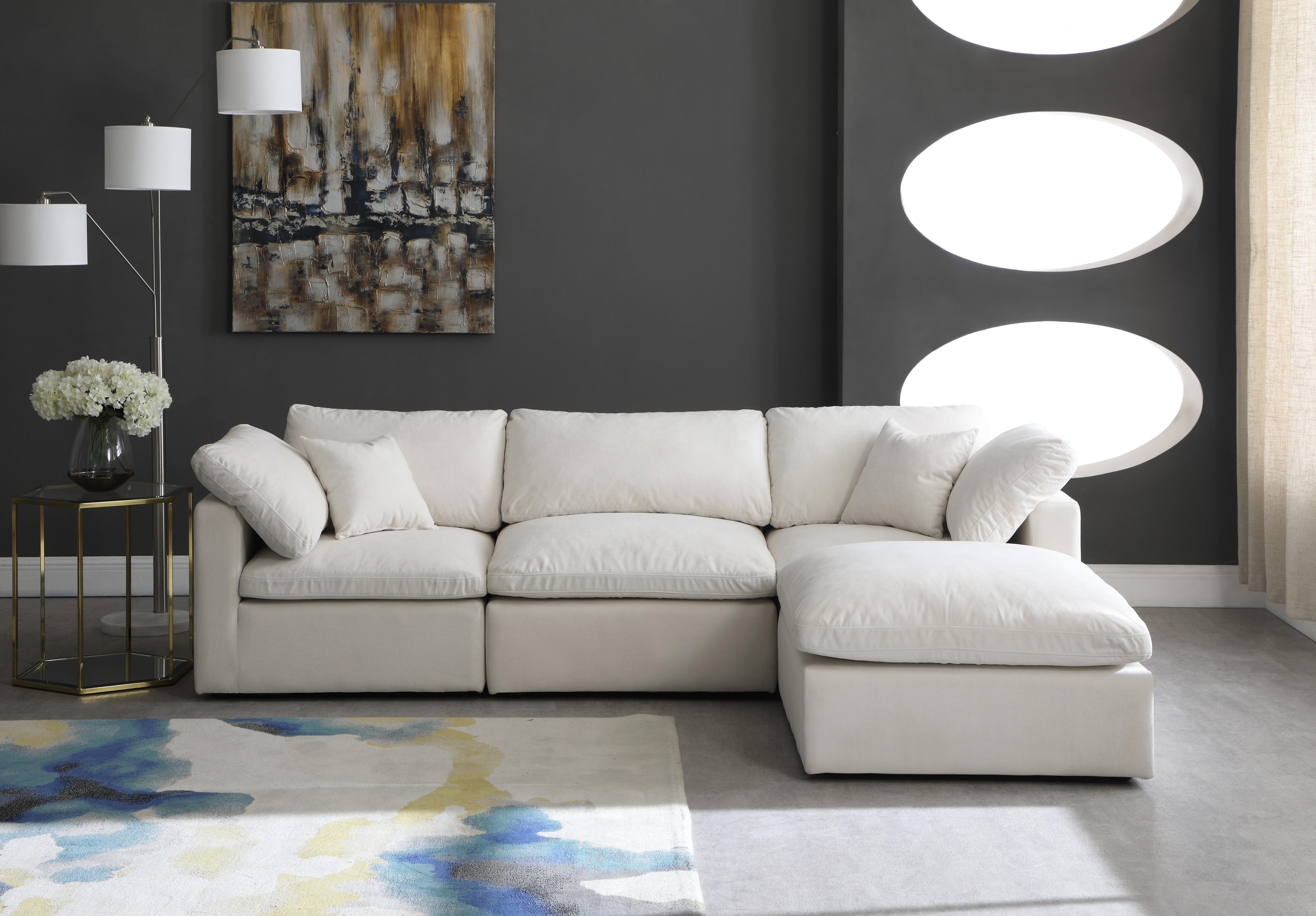 Plush Cream Velvet Standard Cloud Modular Sectional - Luxury Home Furniture (MI)