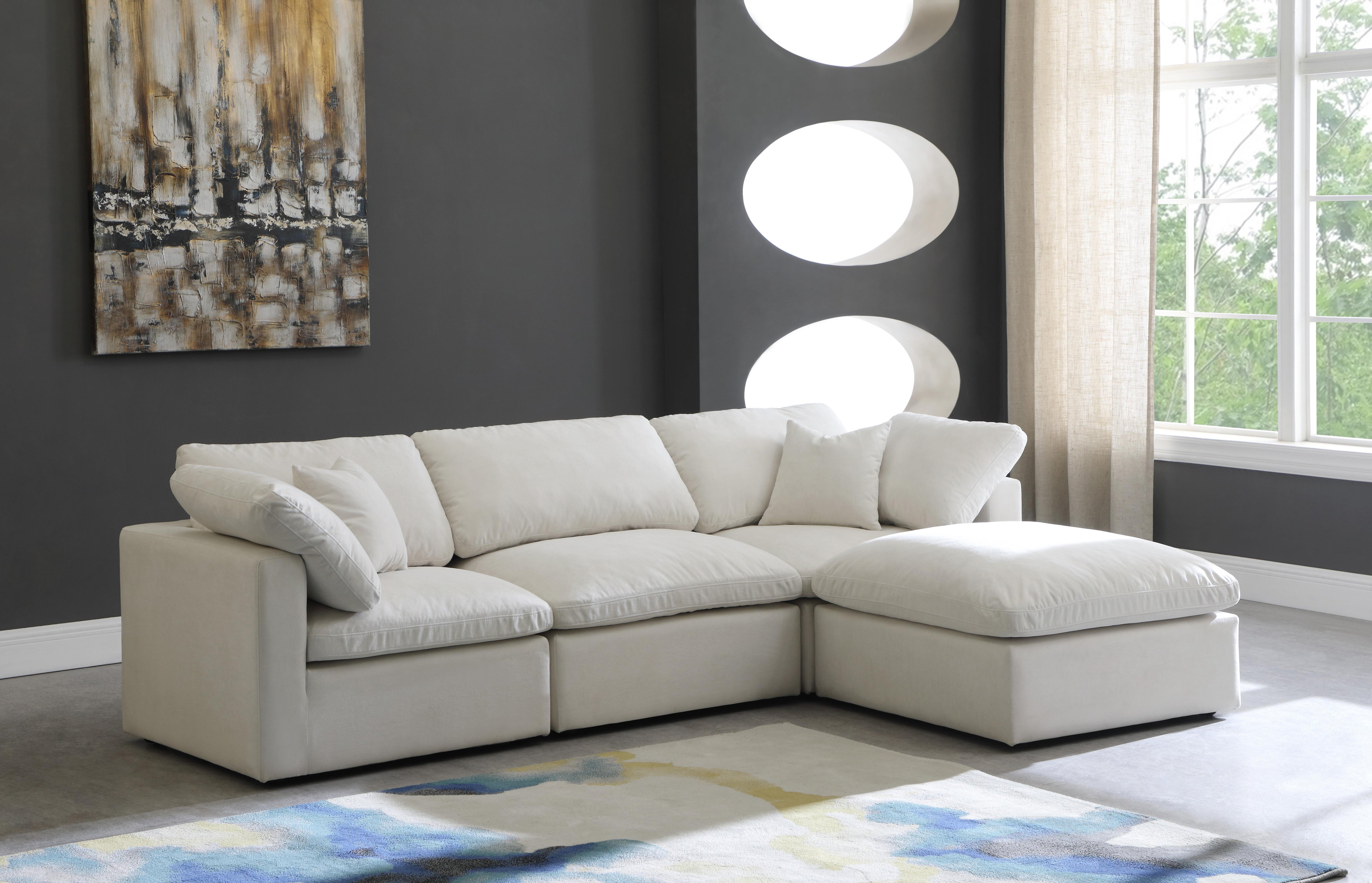Plush Cream Velvet Standard Cloud Modular Sectional - Luxury Home Furniture (MI)
