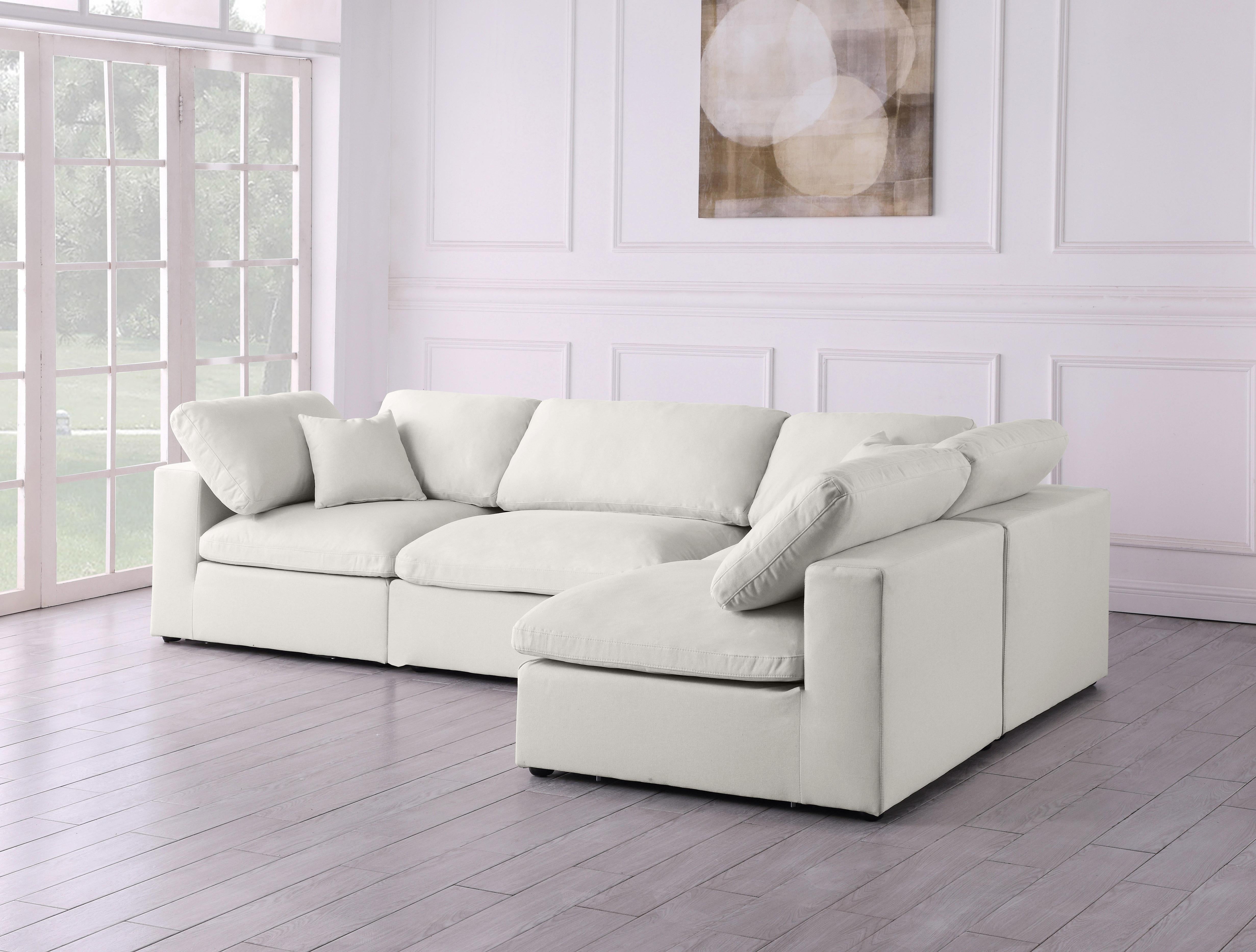 Plush Cream Velvet Standard Cloud Modular Sectional - Luxury Home Furniture (MI)