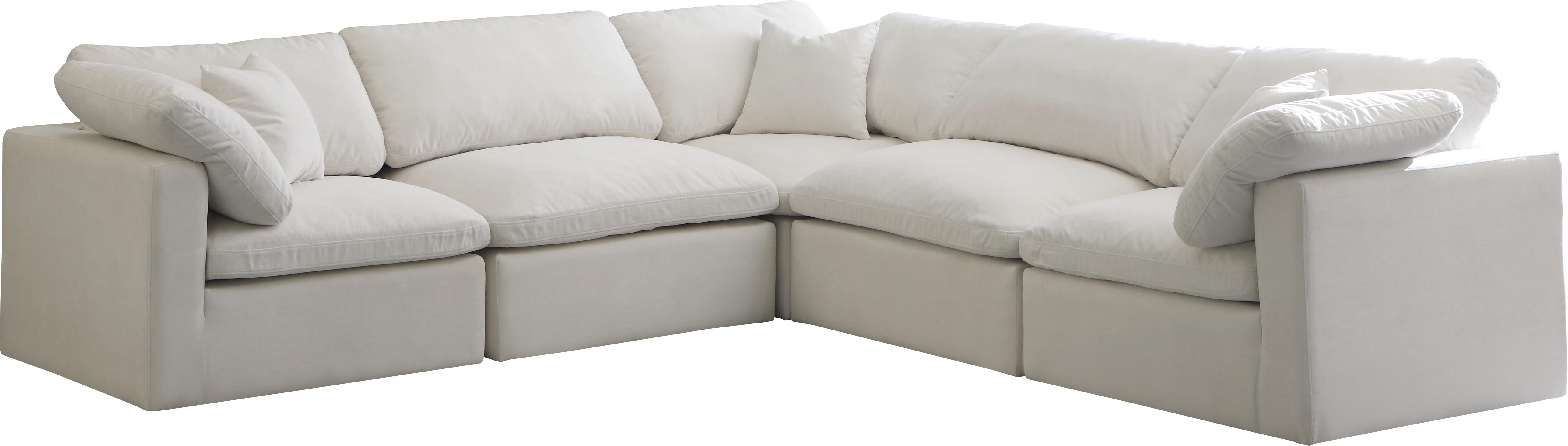 Plush Cream Velvet Standard Cloud Modular Sectional - Luxury Home Furniture (MI)