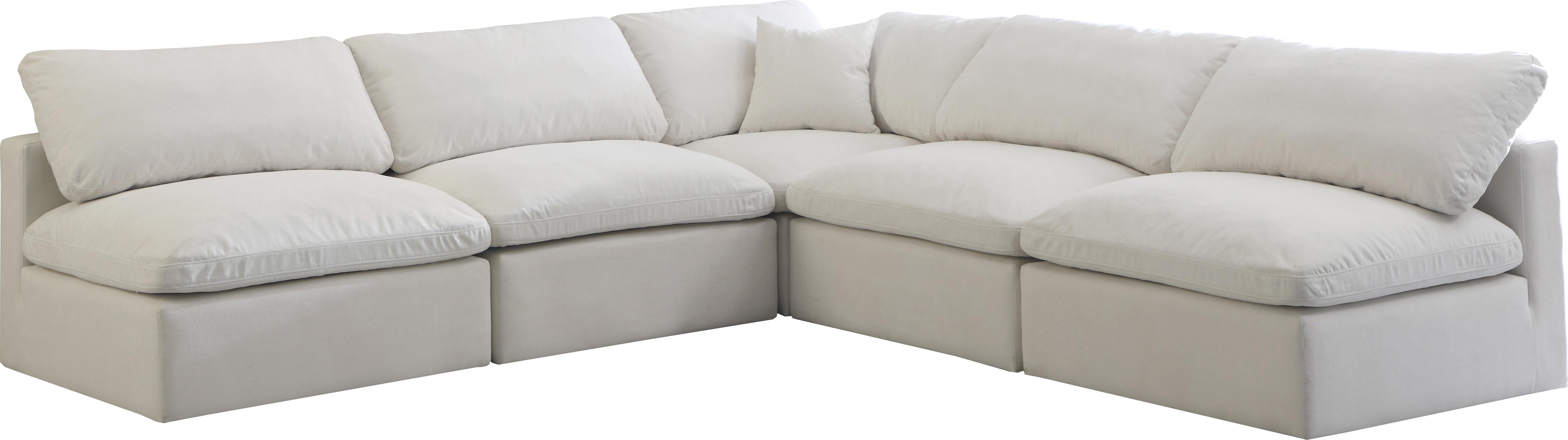 Plush Cream Velvet Standard Cloud Modular Sectional - Luxury Home Furniture (MI)