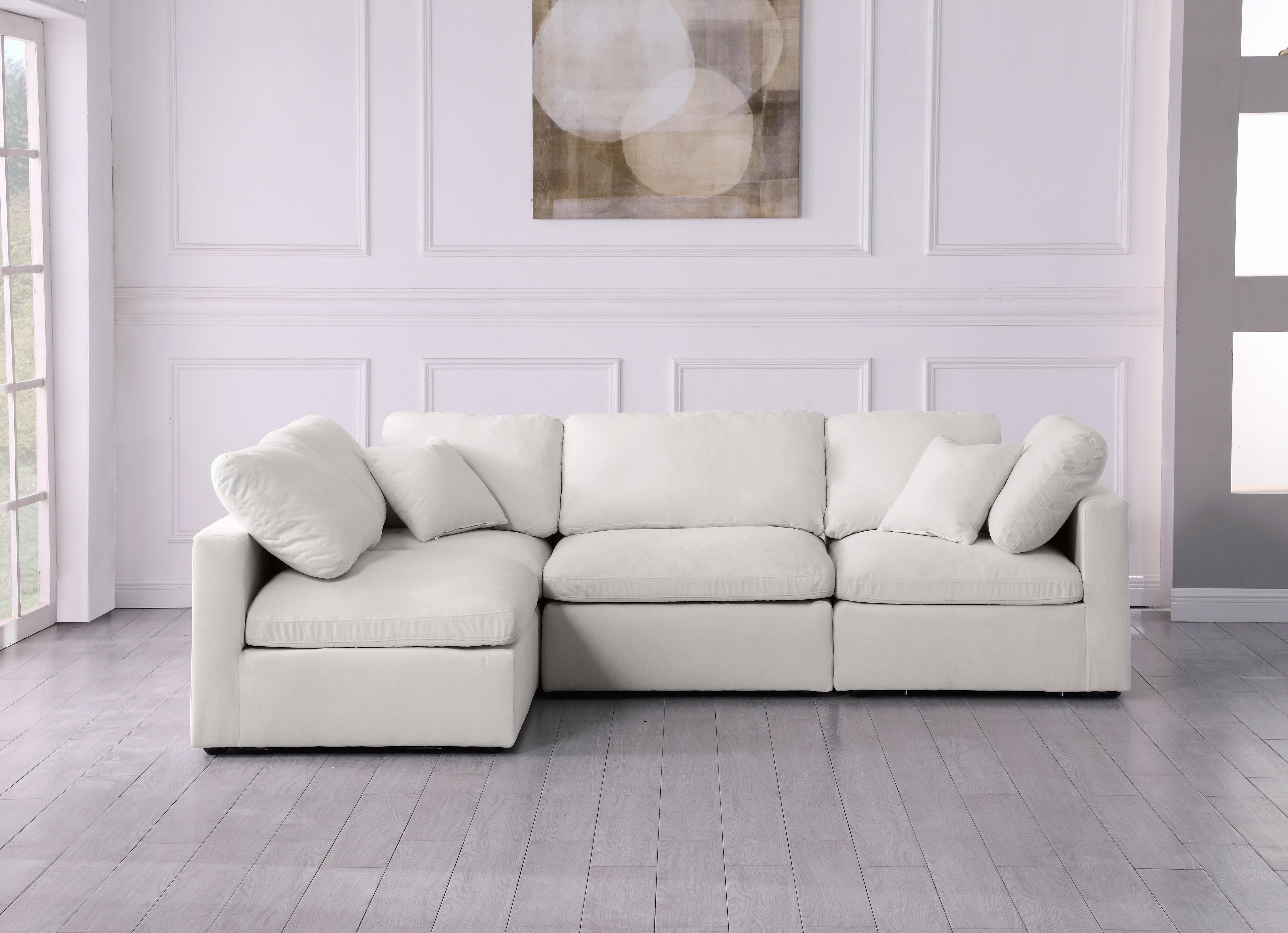 Plush Cream Velvet Standard Cloud Modular Sectional - Luxury Home Furniture (MI)