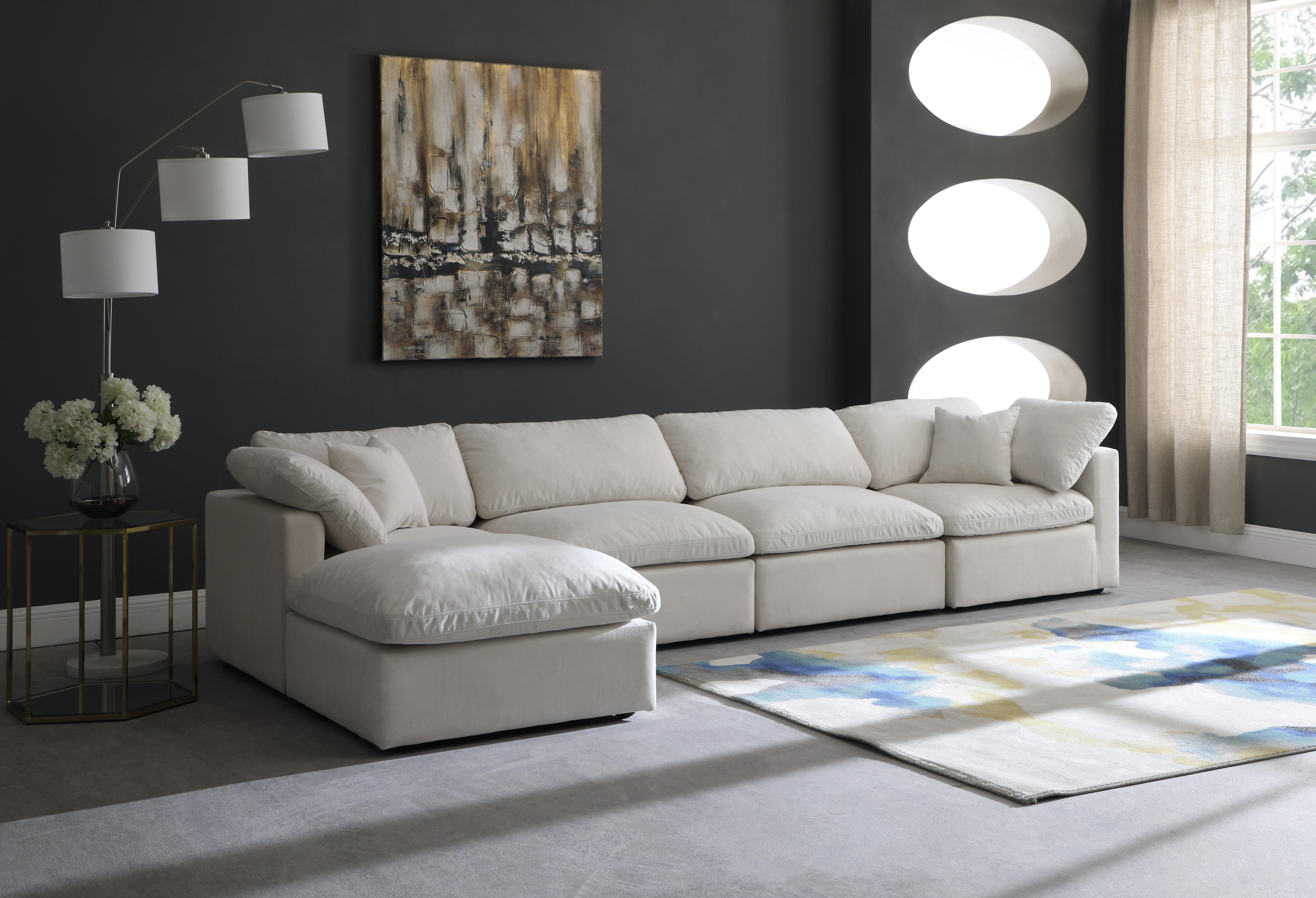 Plush Cream Velvet Standard Cloud Modular Sectional - Luxury Home Furniture (MI)