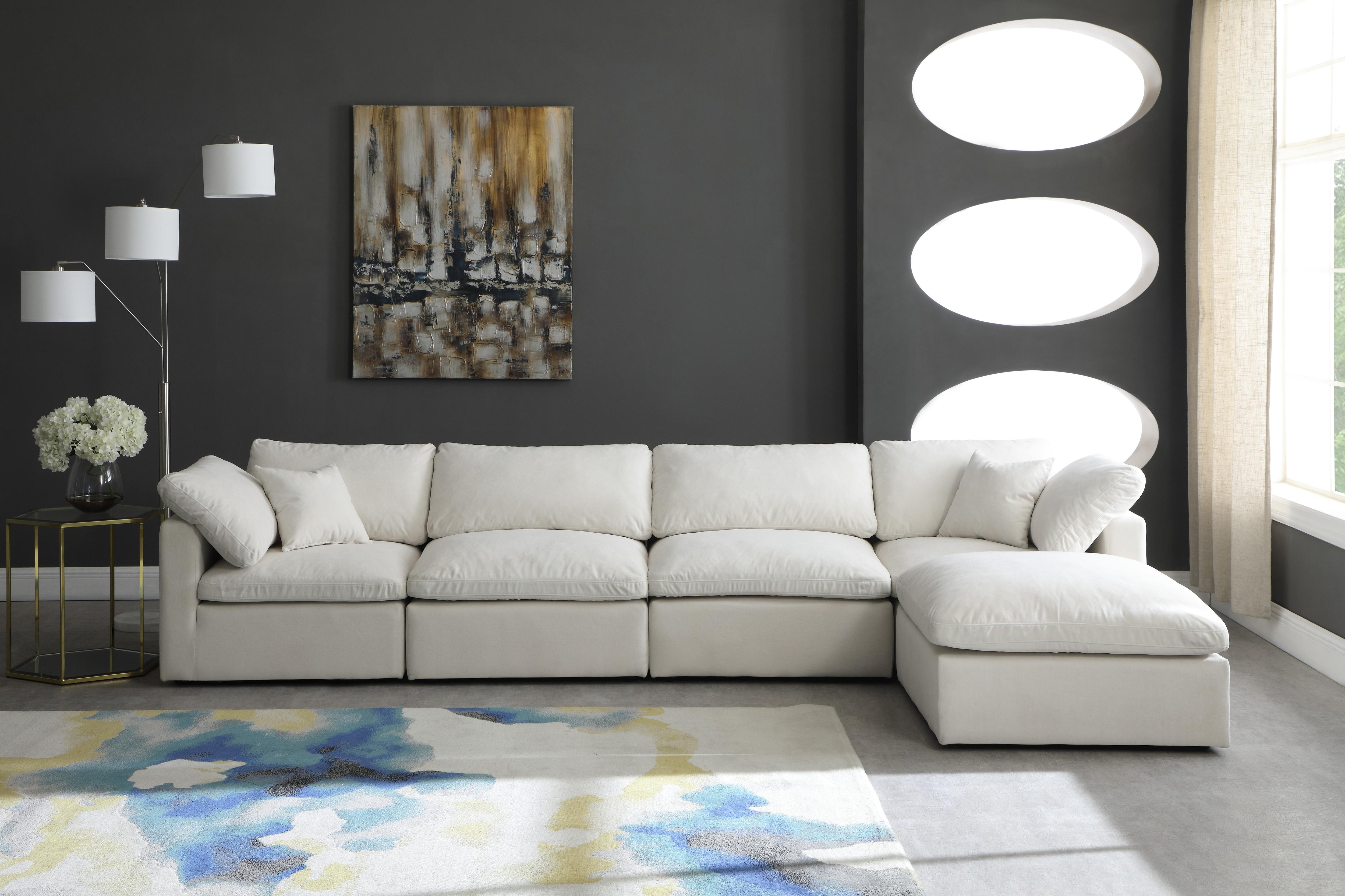 Plush Cream Velvet Standard Cloud Modular Sectional - Luxury Home Furniture (MI)