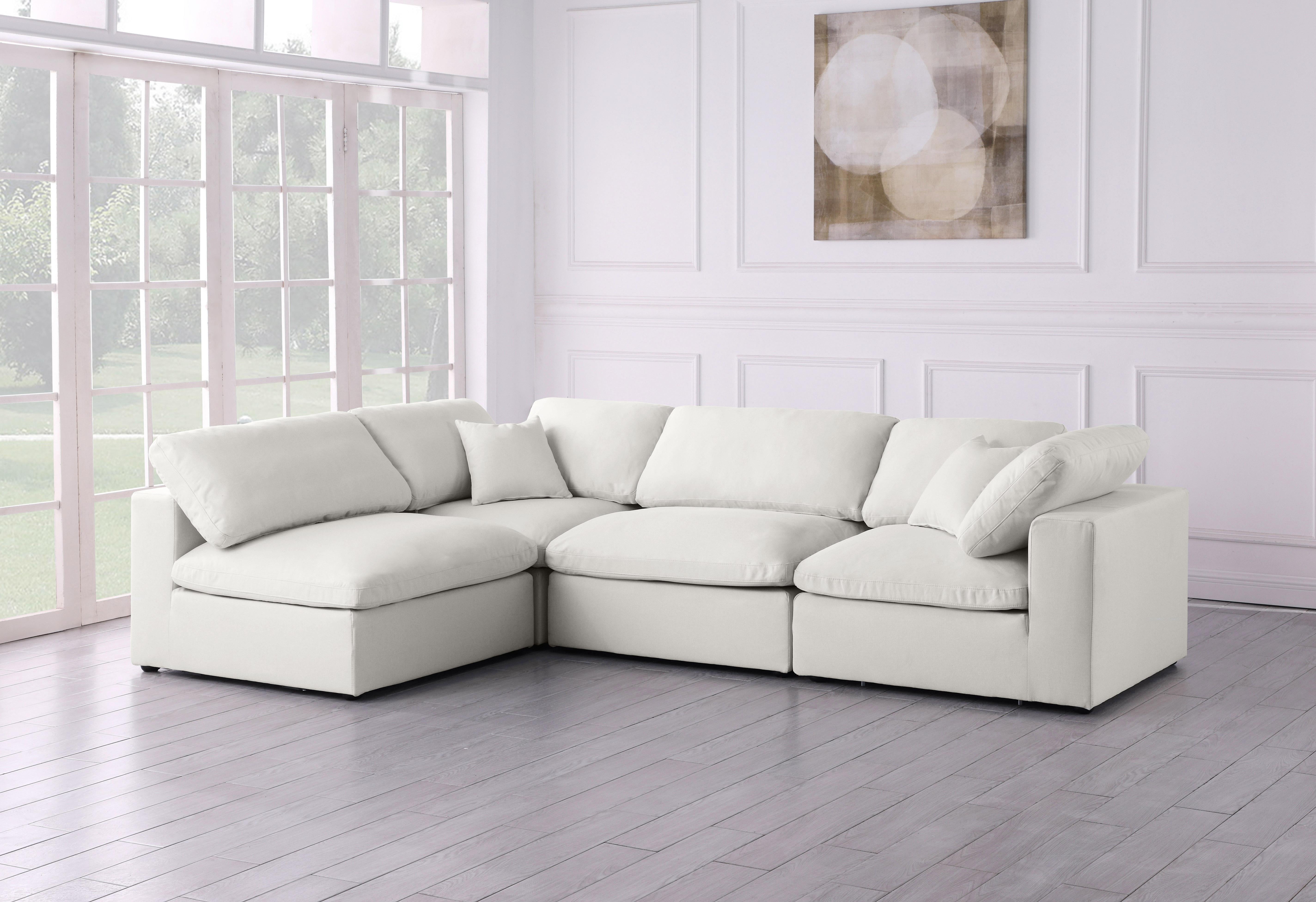 Plush Cream Velvet Standard Cloud Modular Sectional - Luxury Home Furniture (MI)
