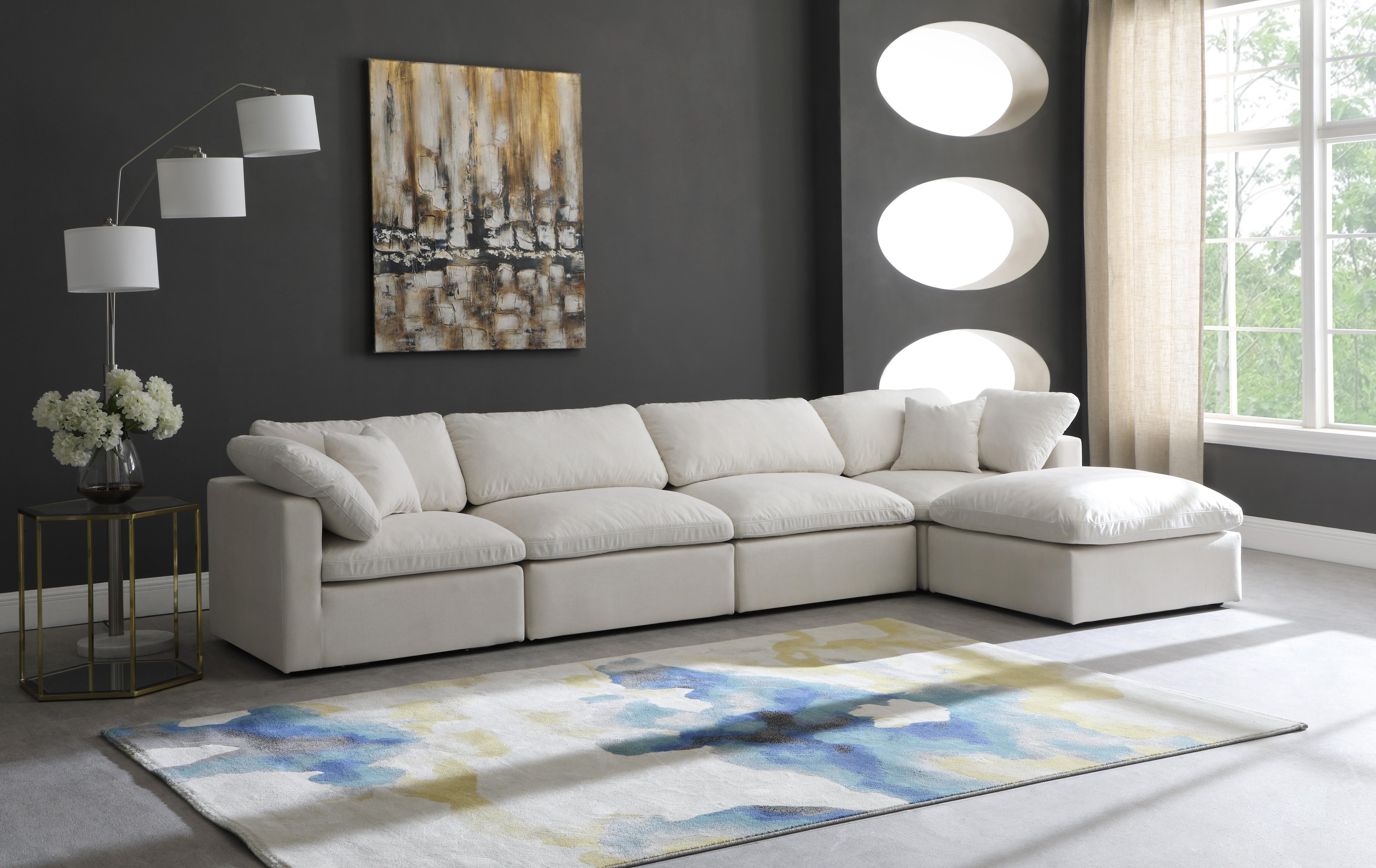 Plush Cream Velvet Standard Cloud Modular Sectional - Luxury Home Furniture (MI)