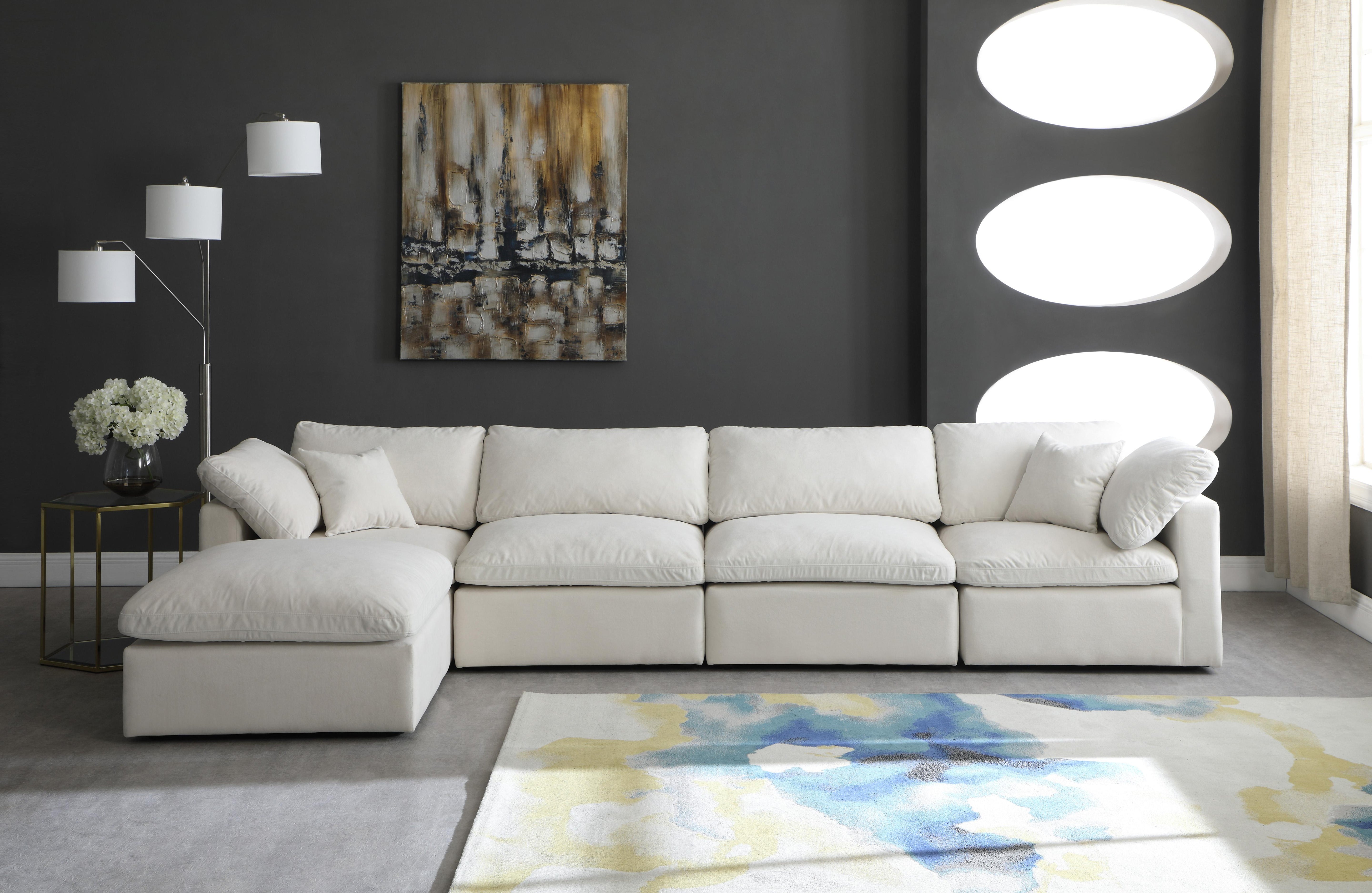 Plush Cream Velvet Standard Cloud Modular Sectional - Luxury Home Furniture (MI)