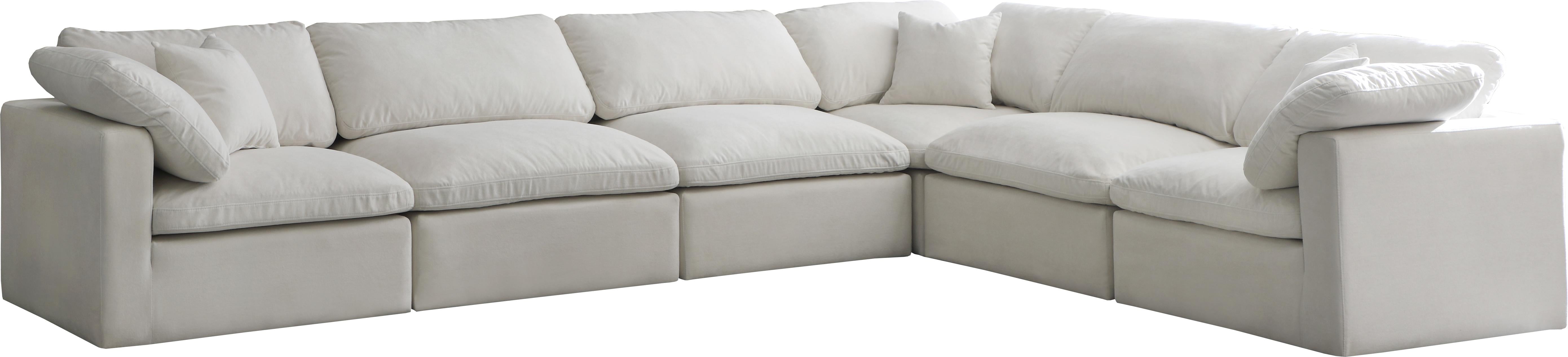 Plush Cream Velvet Standard Cloud Modular Sectional - Luxury Home Furniture (MI)
