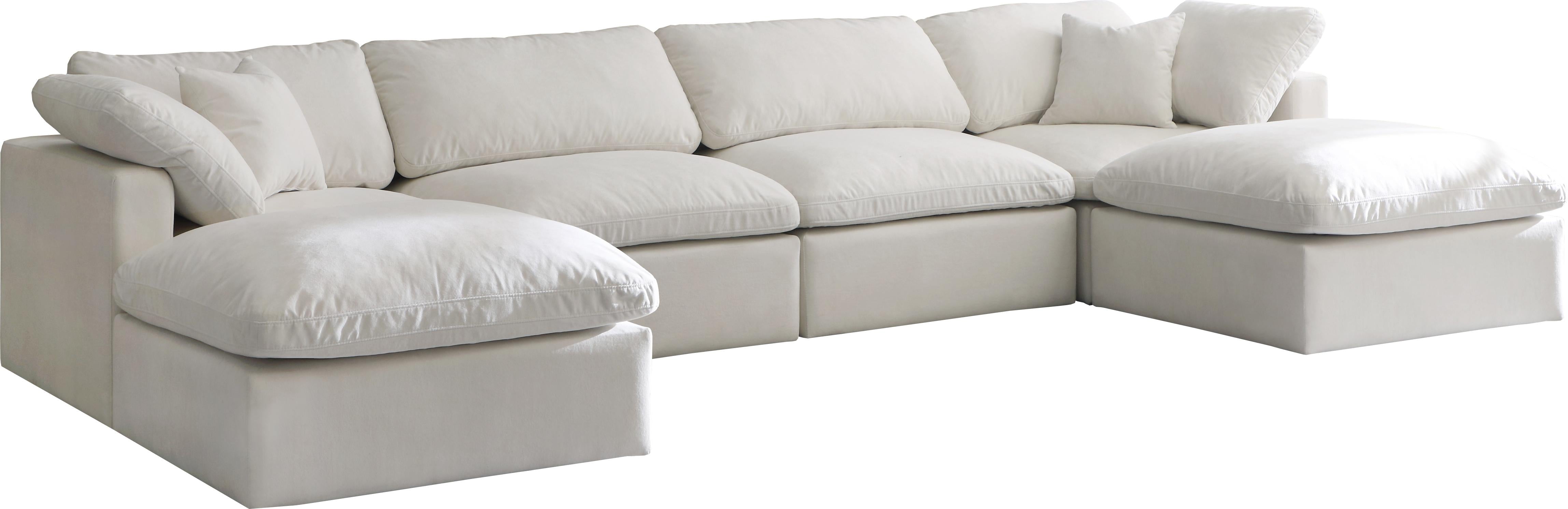 Plush Cream Velvet Standard Cloud Modular Sectional - Luxury Home Furniture (MI)