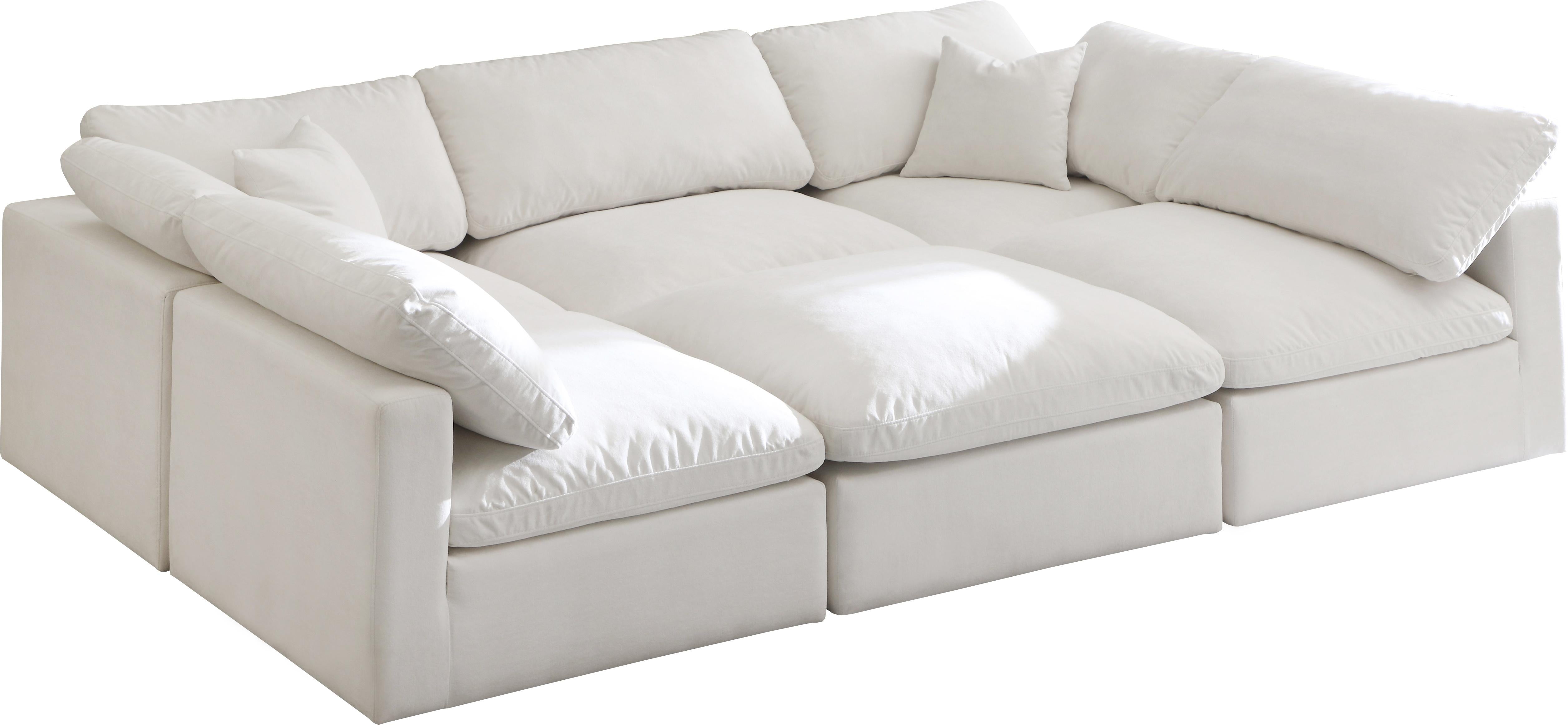 Plush Cream Velvet Standard Cloud Modular Sectional - Luxury Home Furniture (MI)