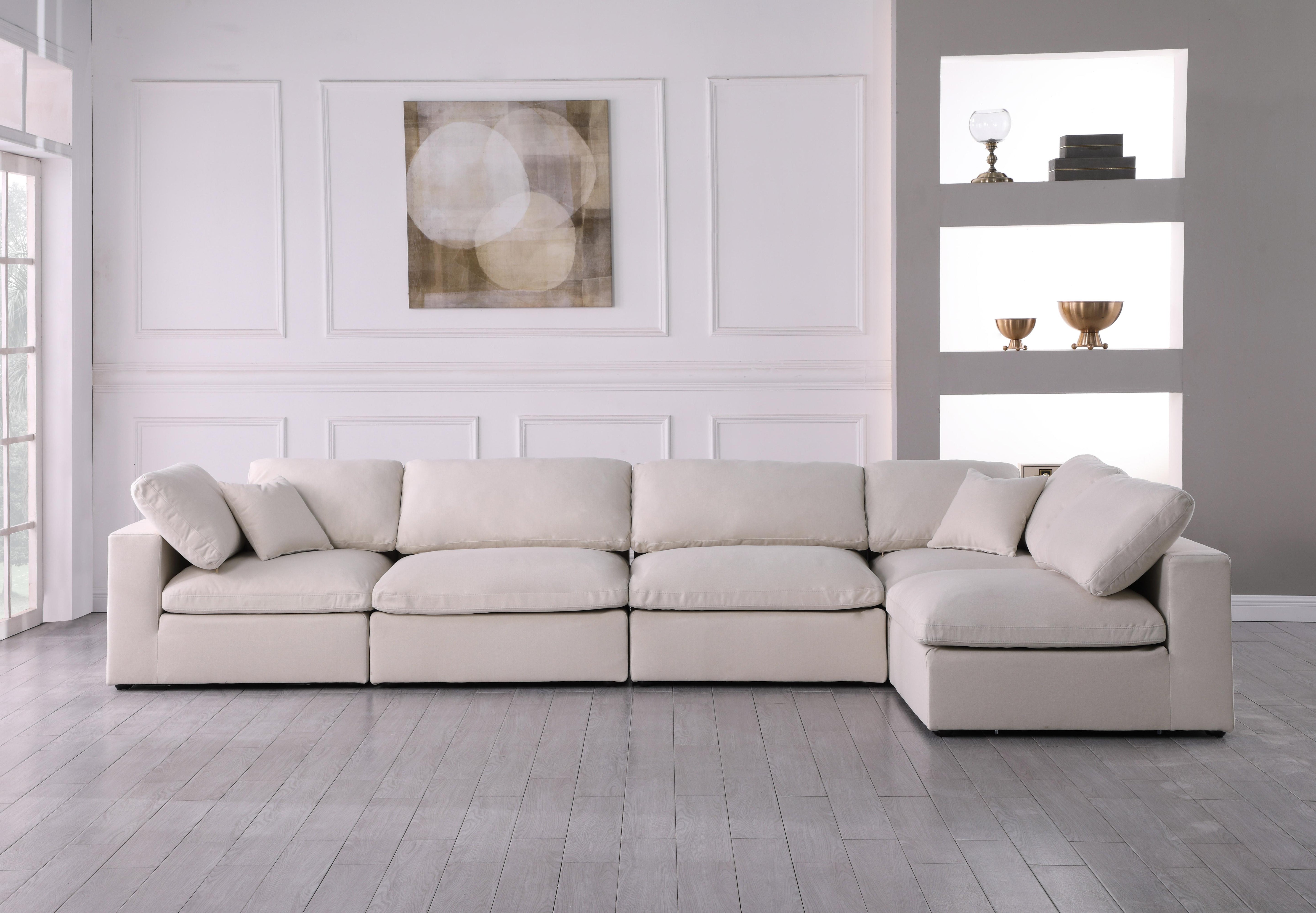 Plush Cream Velvet Standard Cloud Modular Sectional - Luxury Home Furniture (MI)