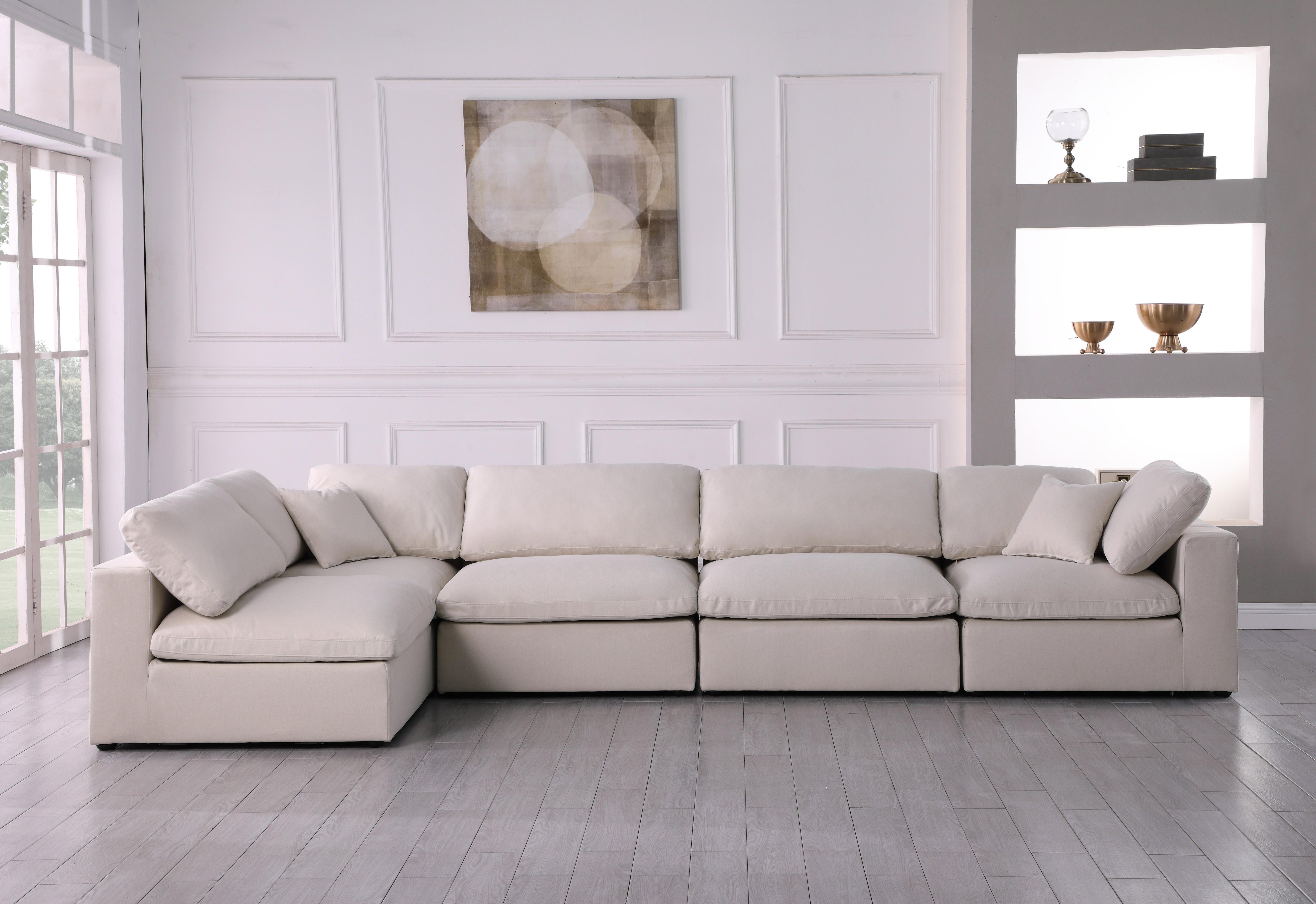 Plush Cream Velvet Standard Cloud Modular Sectional - Luxury Home Furniture (MI)