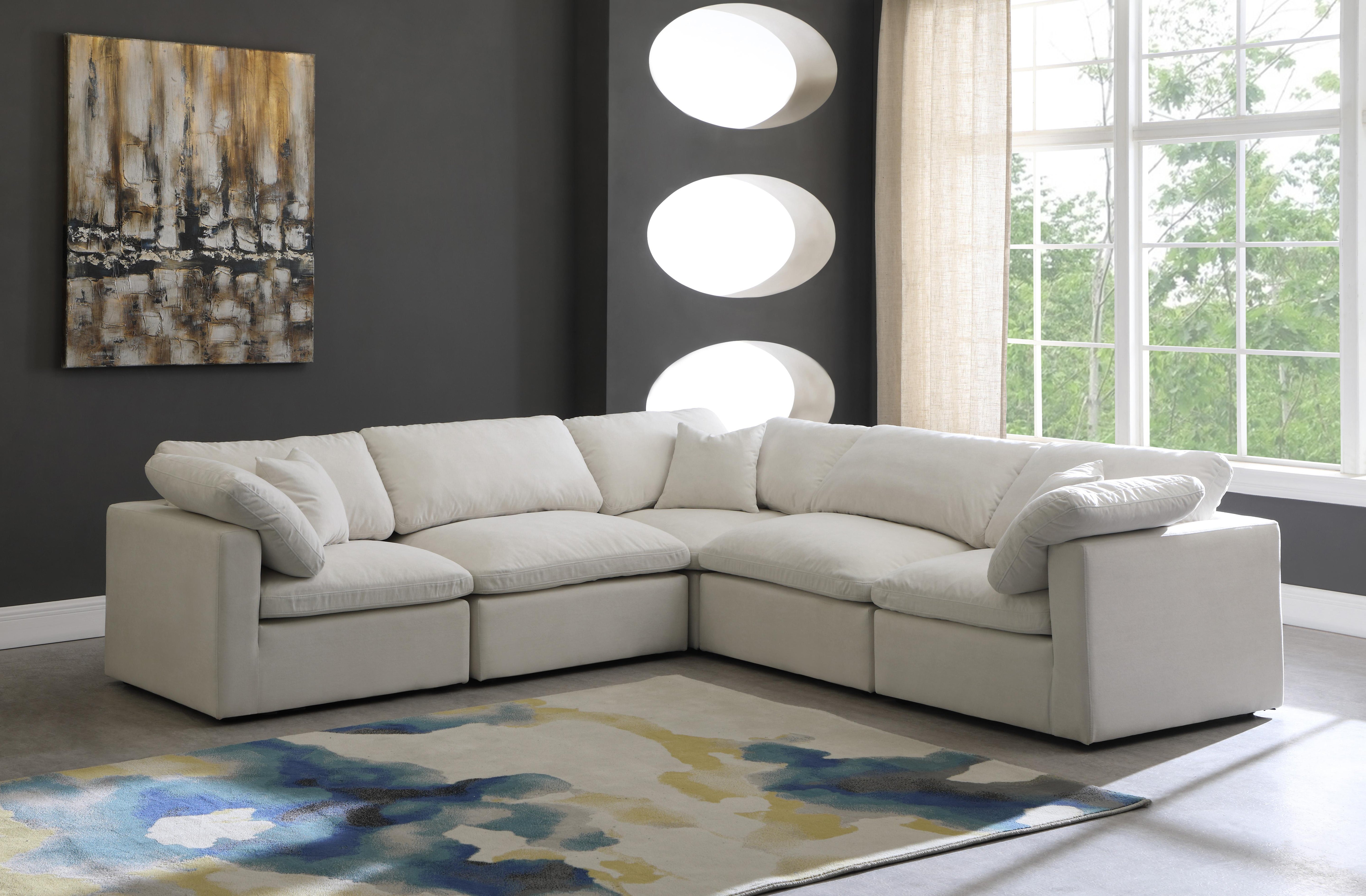 Plush Cream Velvet Standard Cloud Modular Sectional - Luxury Home Furniture (MI)