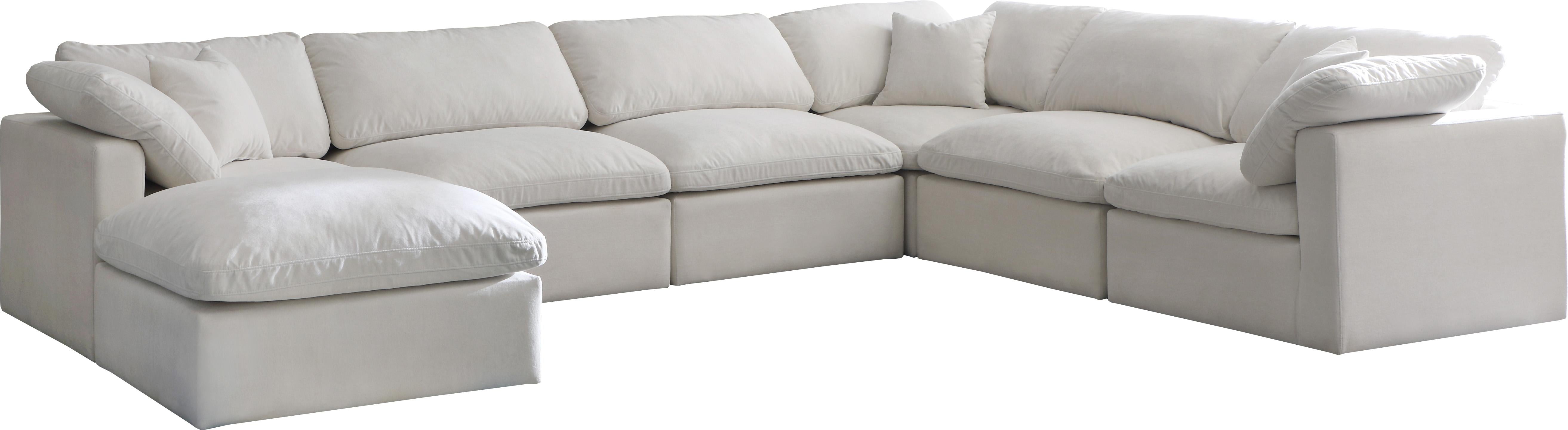 Plush Cream Velvet Standard Cloud Modular Sectional - Luxury Home Furniture (MI)