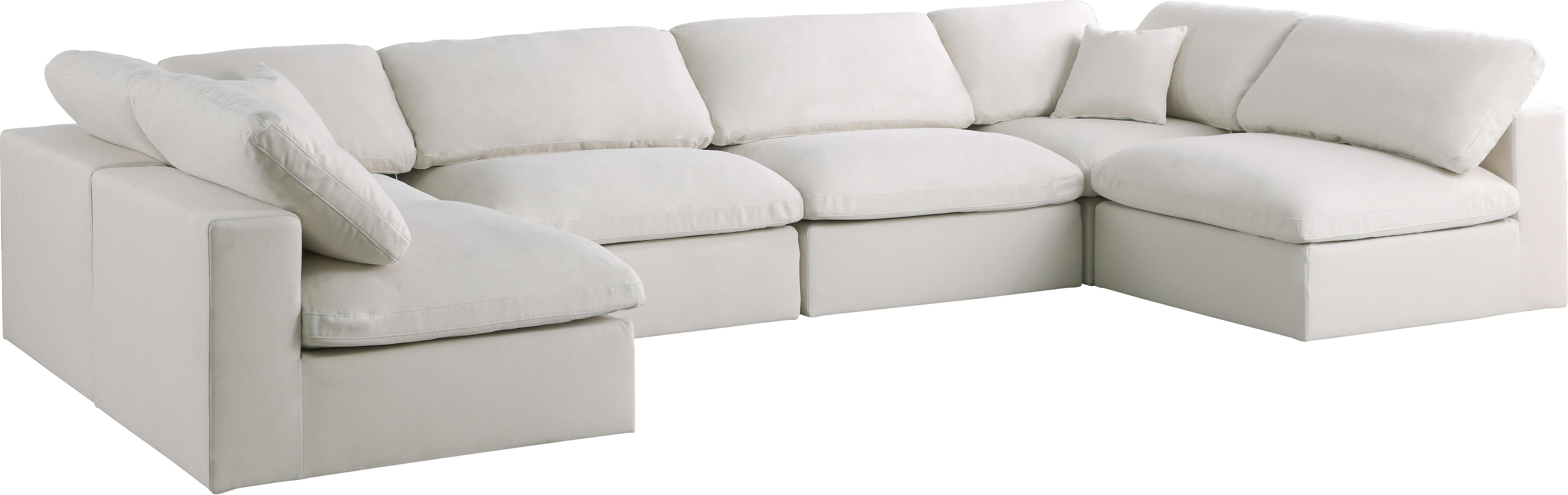 Plush Cream Velvet Standard Cloud Modular Sectional - Luxury Home Furniture (MI)